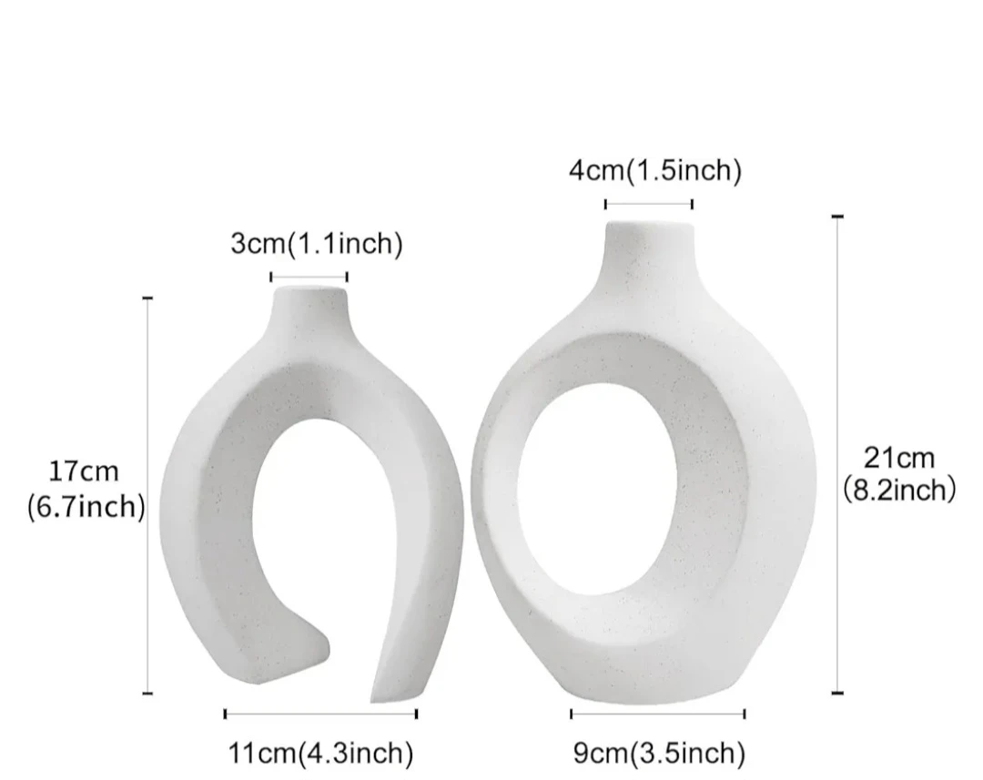 Set of 2 White Ceramic Abstract Vases - photo 2