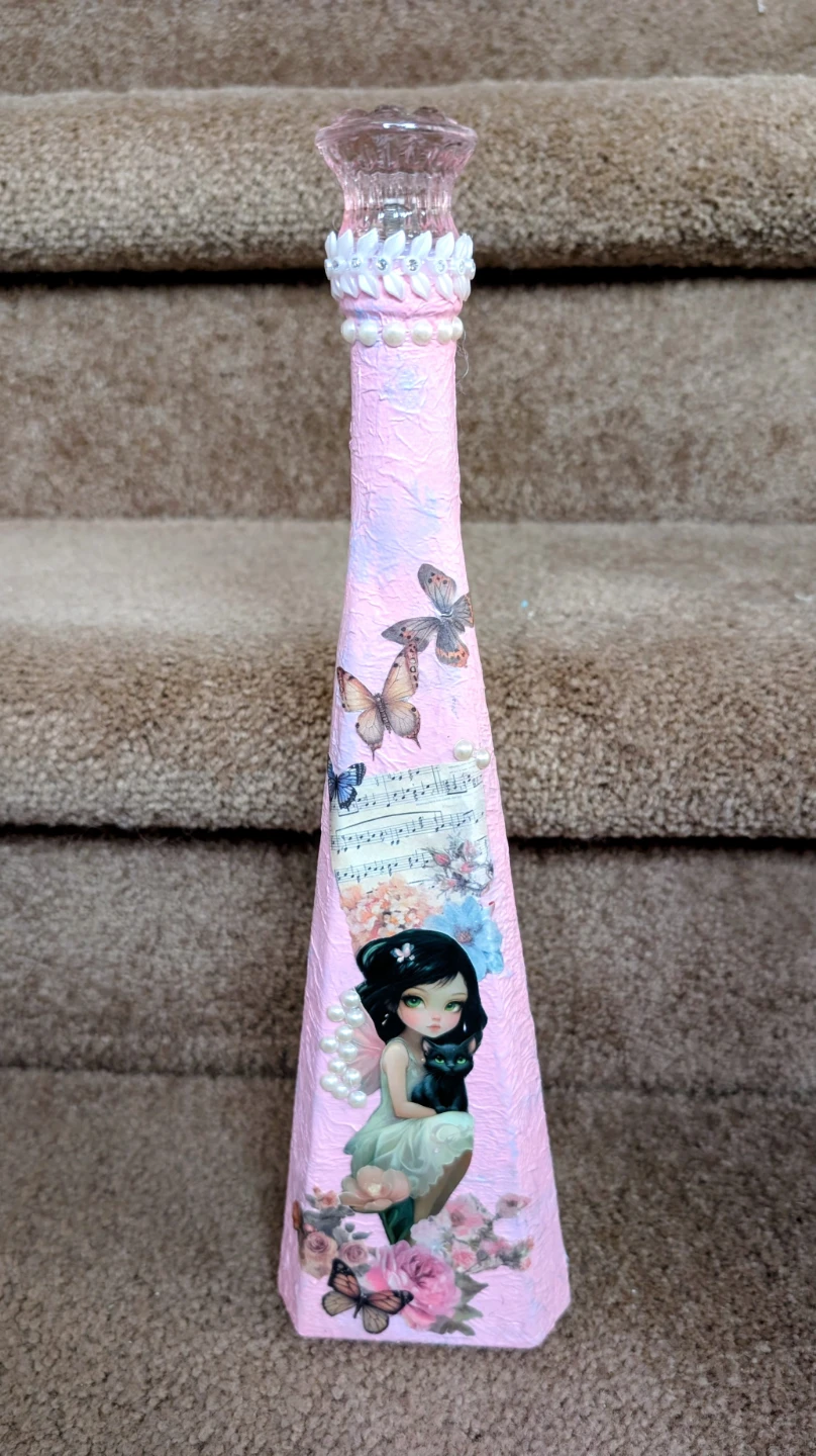 Pink Fairy and Cat Decorative Bottle