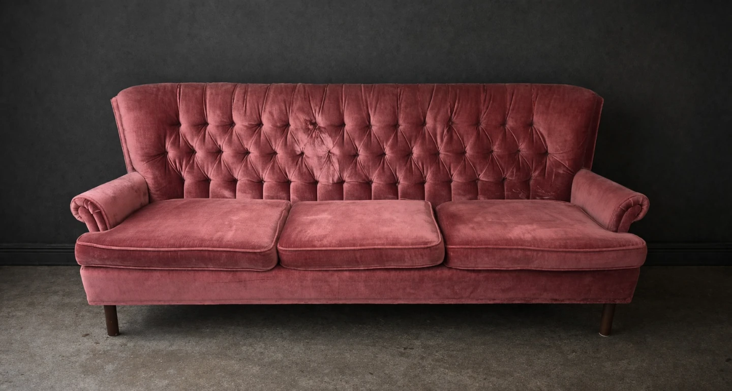 Rose Velvet Tufted Sofa