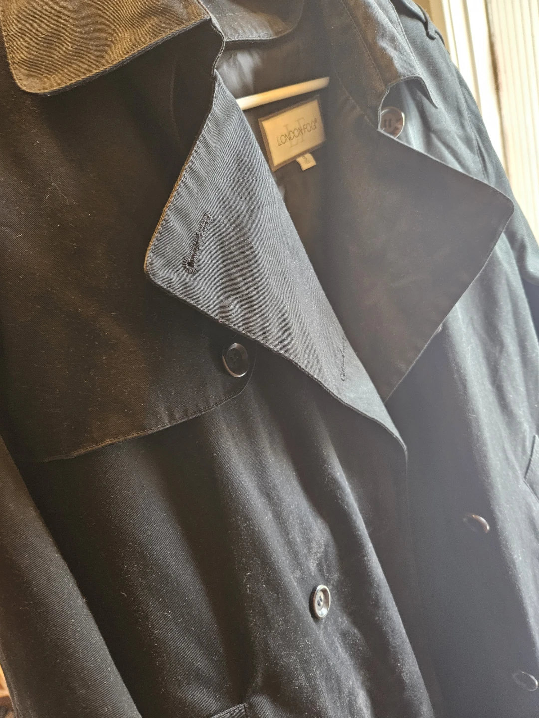 London Fog Black Trench Coat Size 8