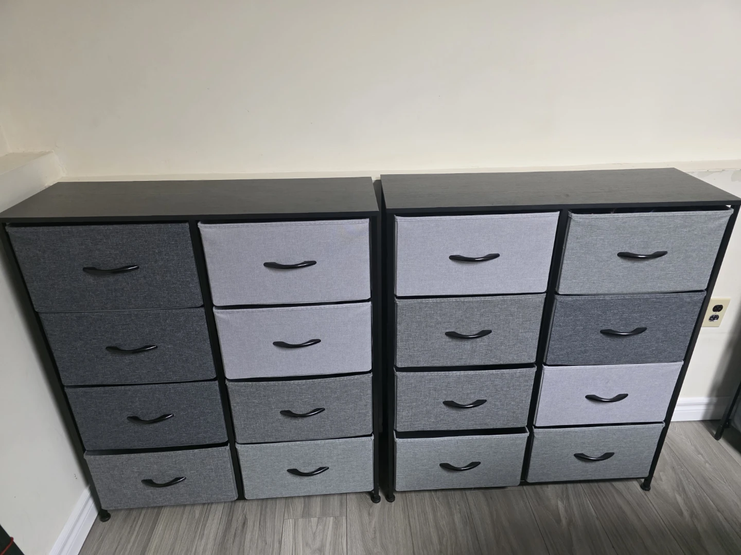 Set of 2 Grey Fabric Drawer Dressers - photo 2