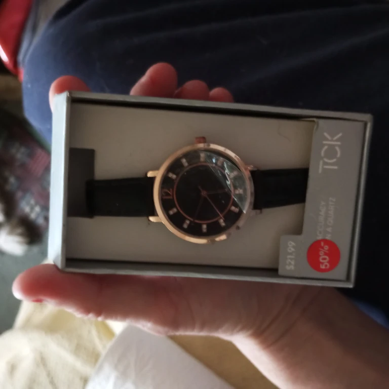 TCK Women's Rose Gold Tone Black Band Quartz Watch🌱