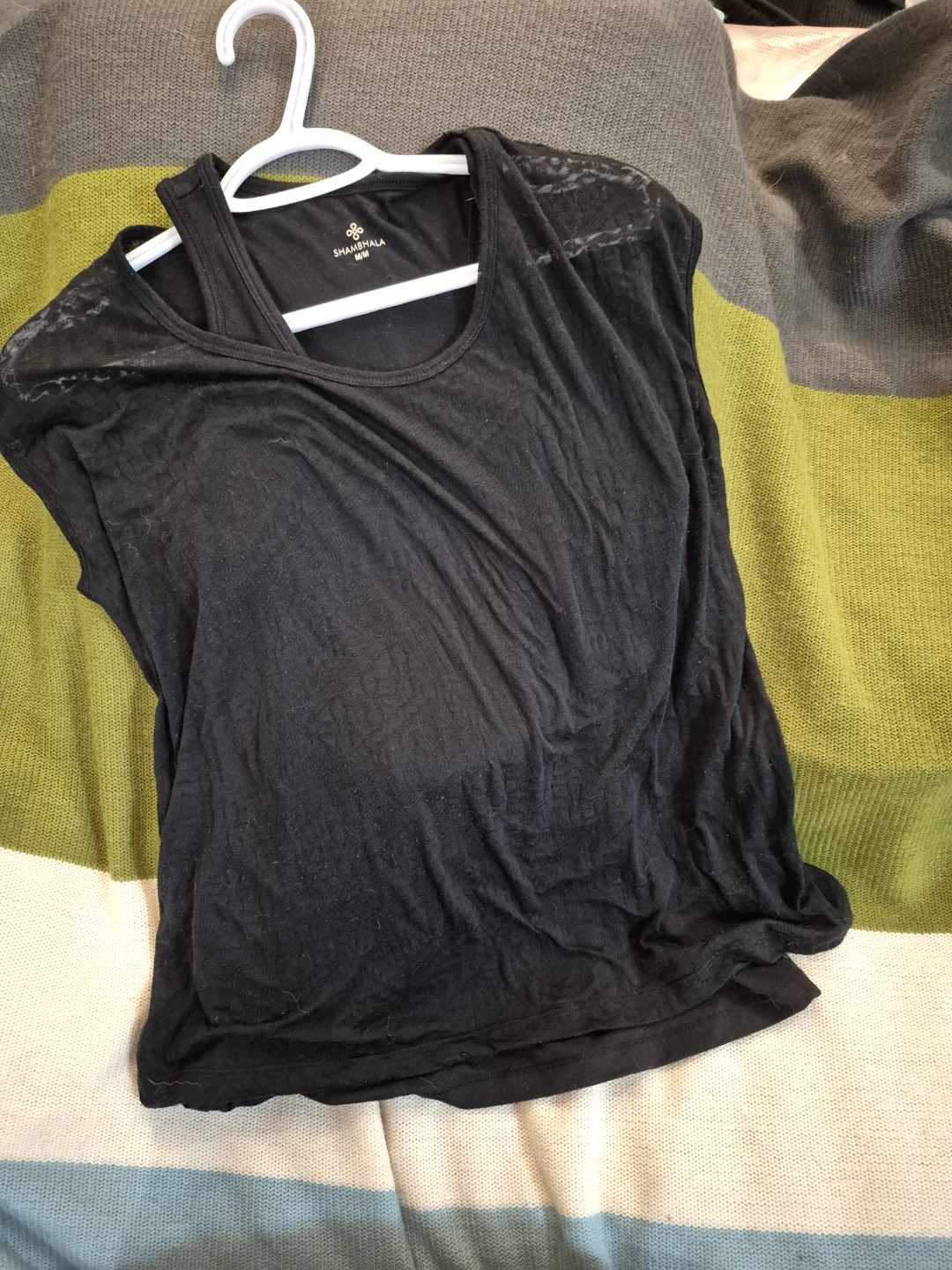 Shambhala Black Lace Shoulder Tank Top M/M