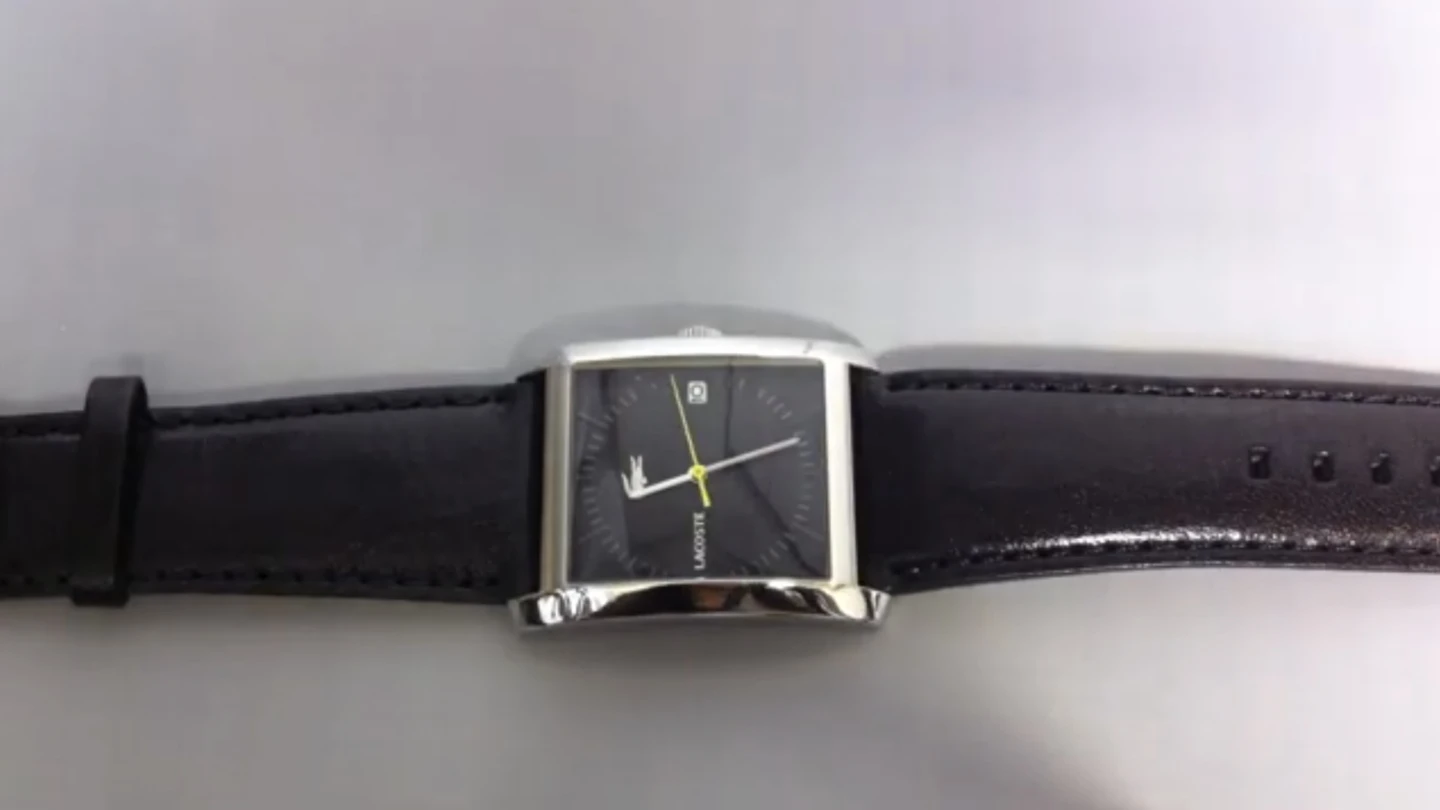 Lacoste Black Square Face Leather Strap Watch