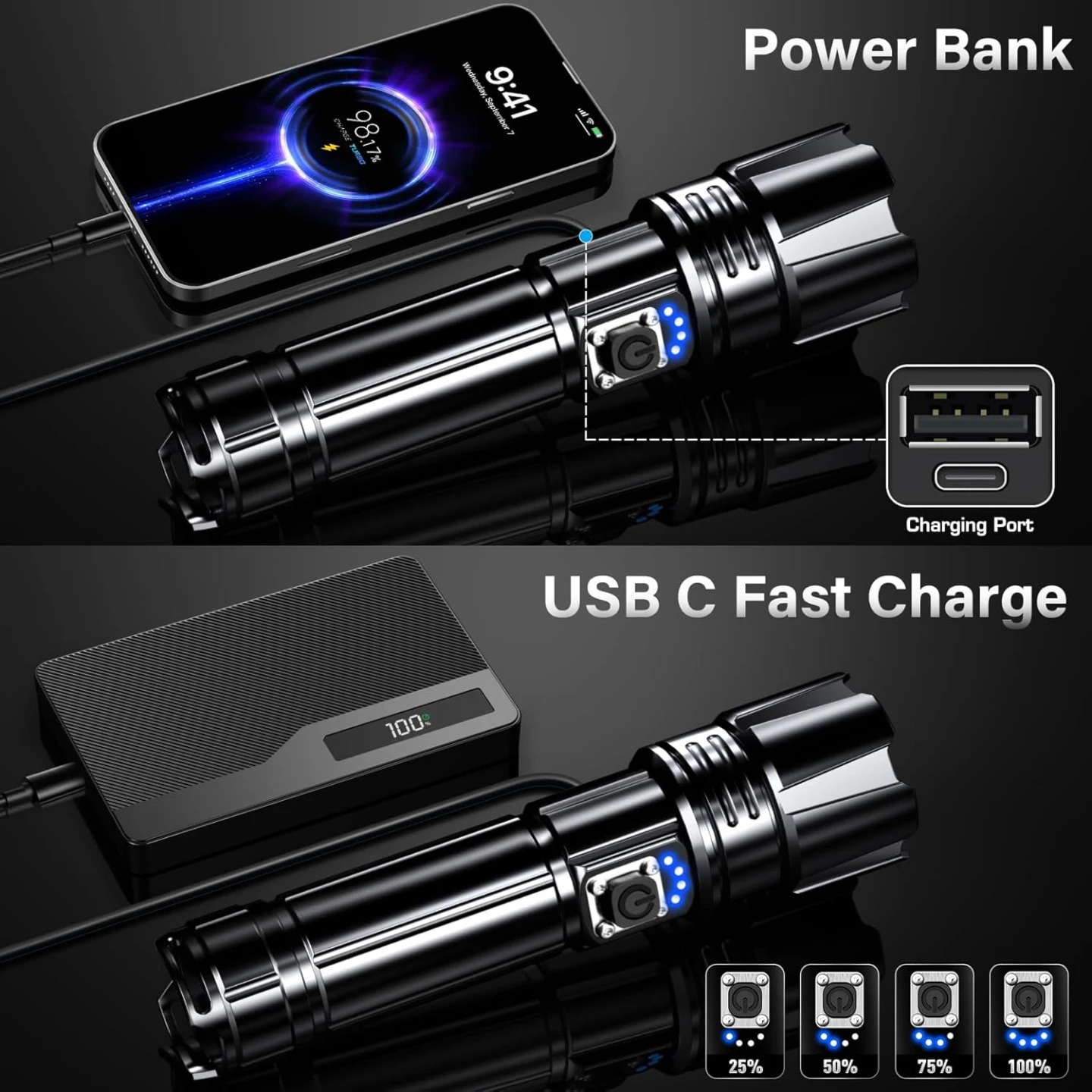 BRAND NEW - AKNEAR Rechargeable LED Flashlight x 2 - photo 5
