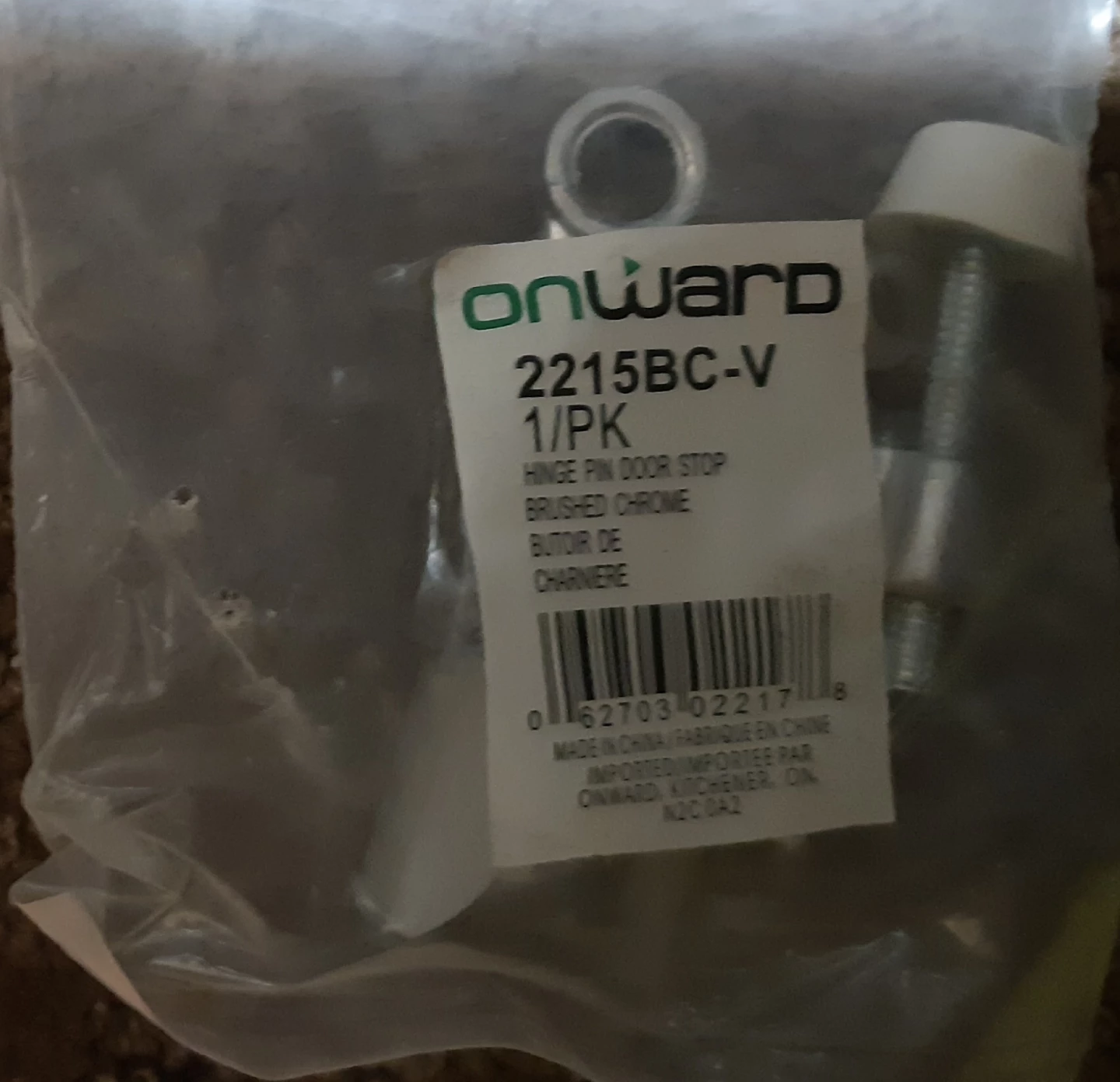 Onward 2215BC-V Hinge Pin Door Stop - Brushed Chrome - photo 2