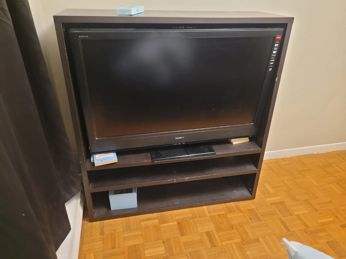 Ikea black entertainment cabinet.