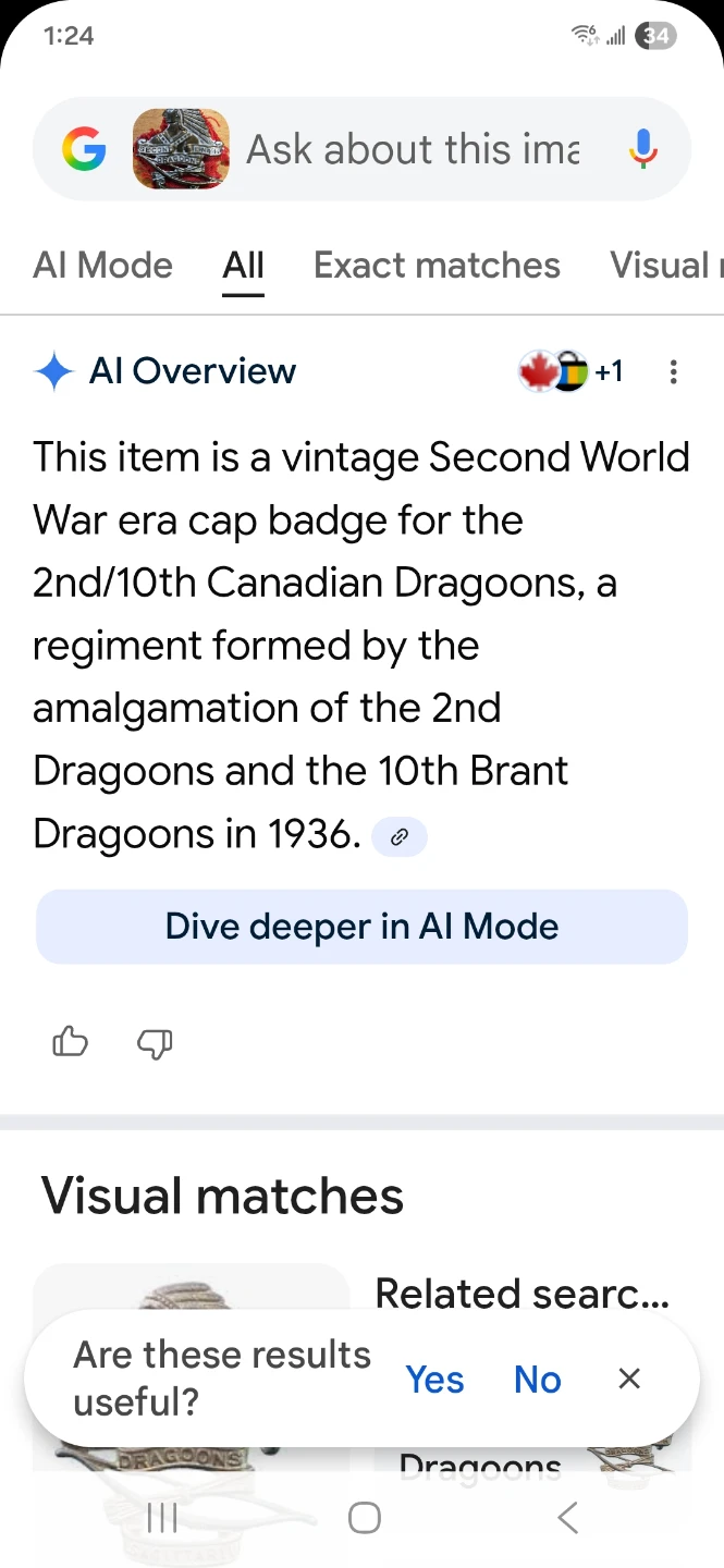 Vintage 2nd/10th Canadian Dragoons Cap Badge - photo 2