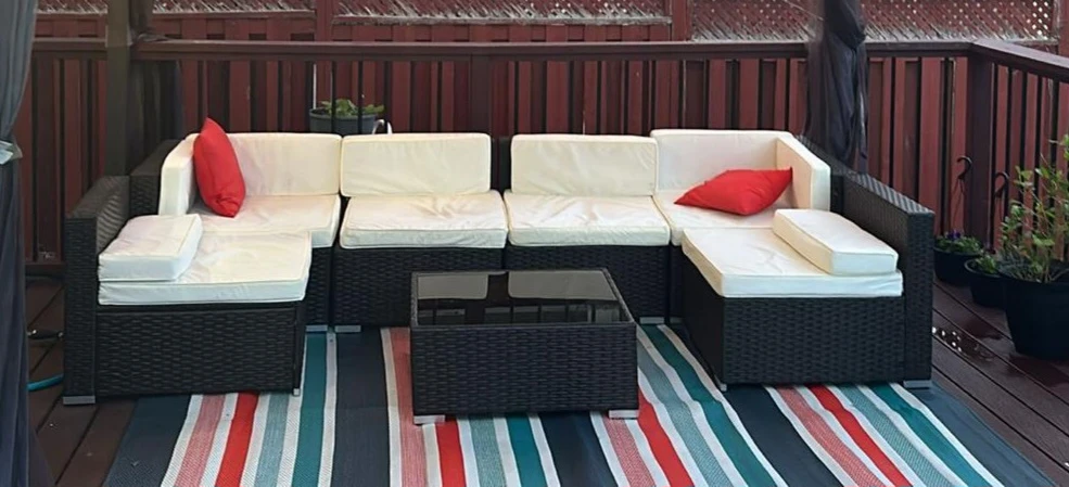 Wicker Patio Sectional Sofa Set with Coffee Table