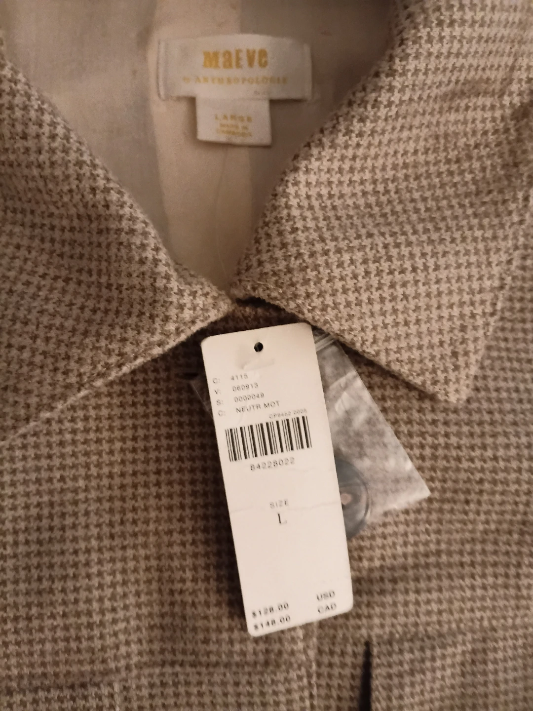 Maeve Anthropologie men's Houndstooth Blazer