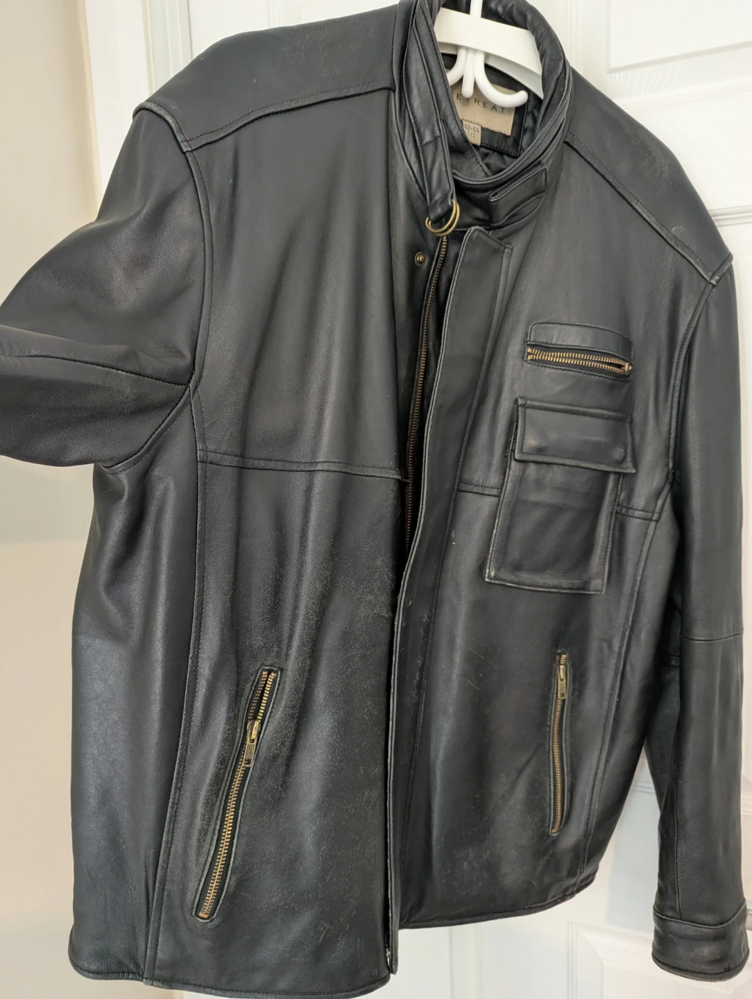 Men's Leather Jacket 42/44 Size Large - photo 2