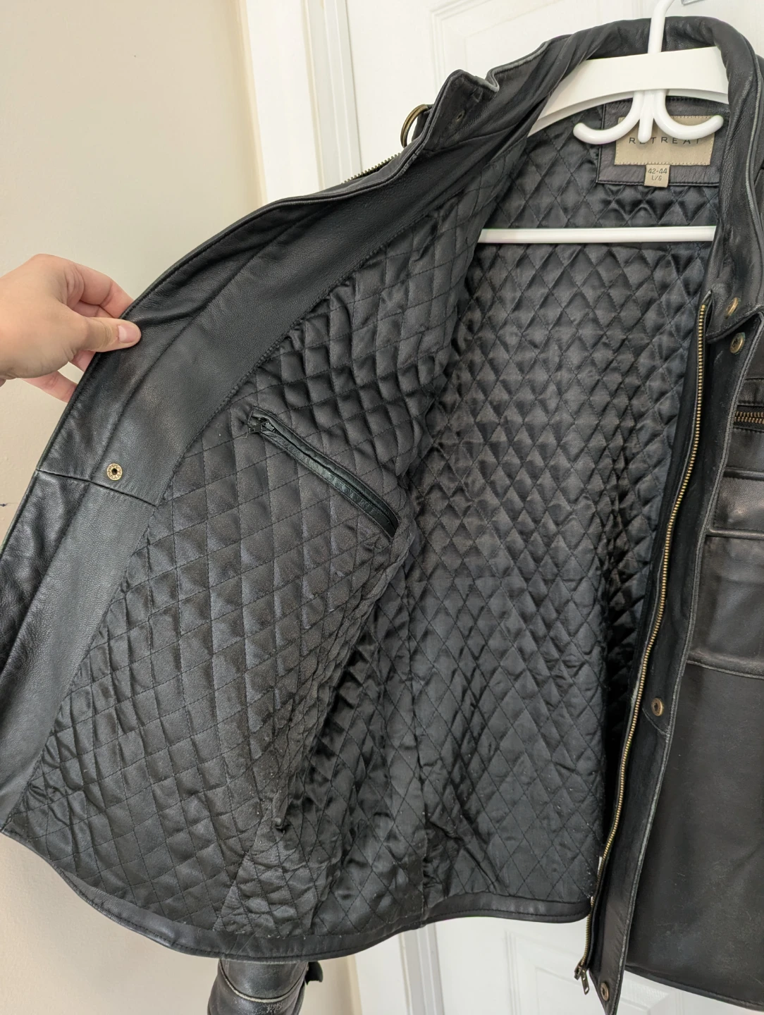 Men's Leather Jacket 42/44 Size Large - photo 4