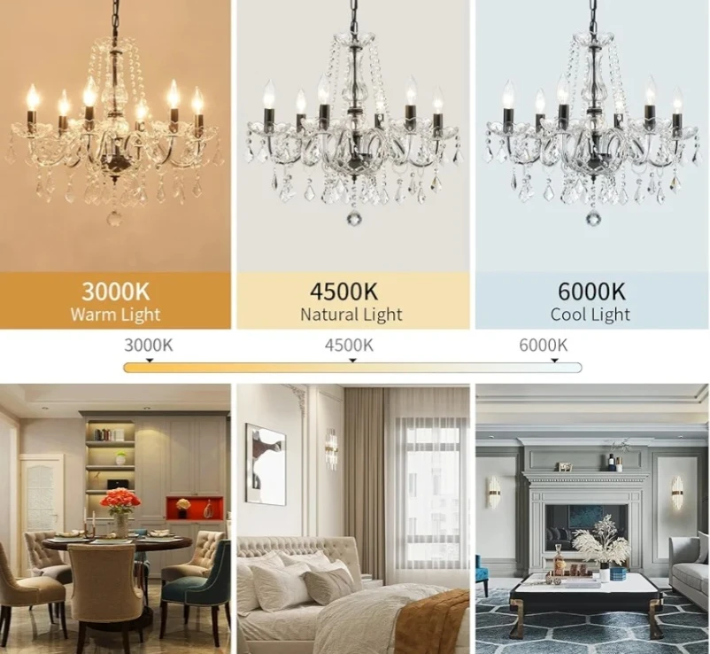 Crystal Chandelier - 6 Light Fixture with Adjustable Chain - photo 3