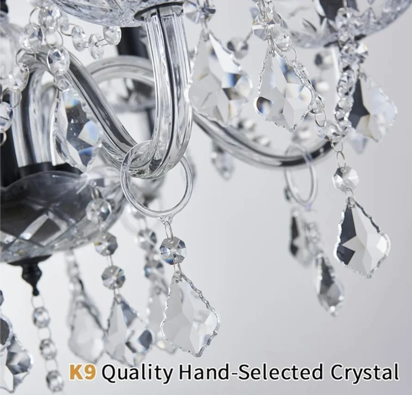 Crystal Chandelier - 6 Light Fixture with Adjustable Chain - photo 5