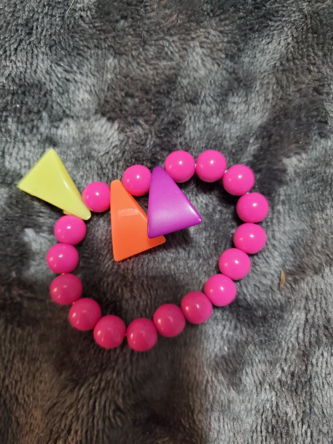 Pink Beaded Bracelet with Geometric Charms