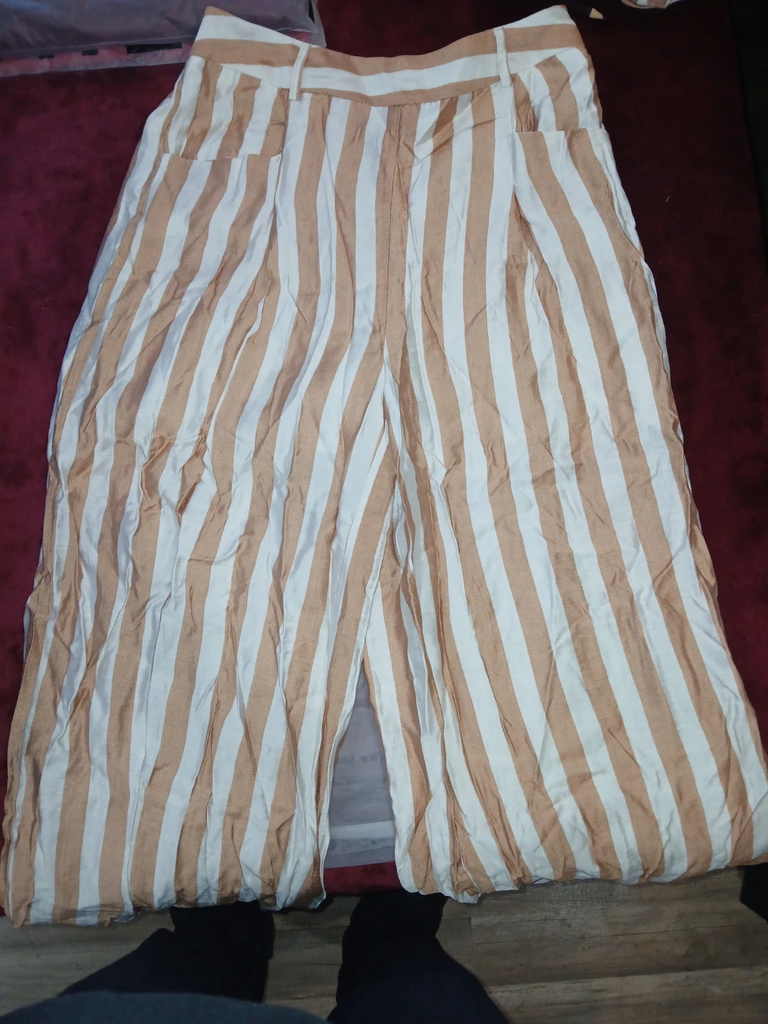 Striped One-Shoulder Top & Wide-Leg Pants Set