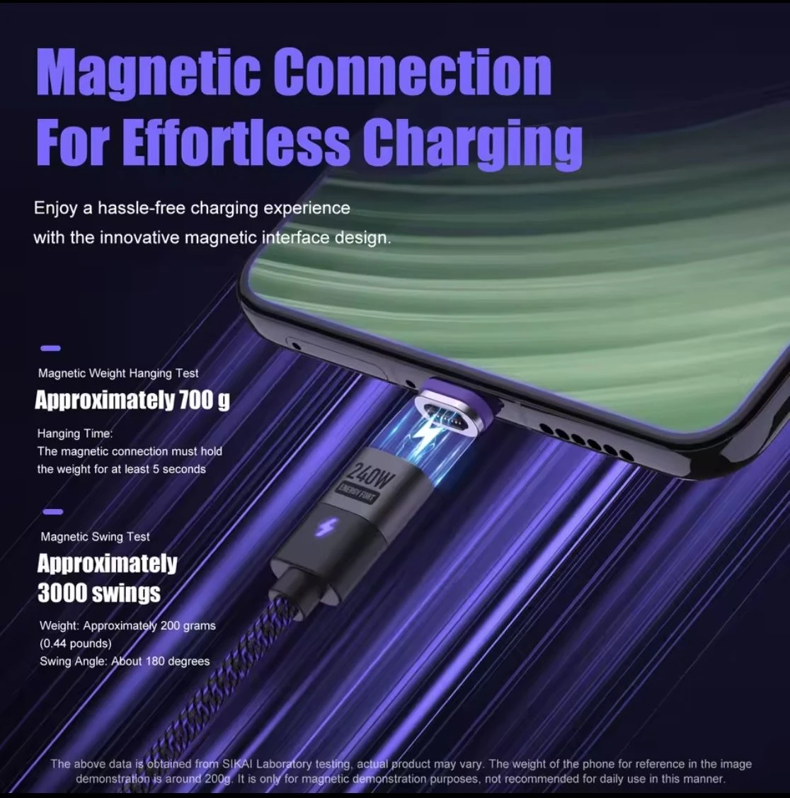 Energy Fort Magnetic USB-C Cable 240W PD3.1 - photo 4
