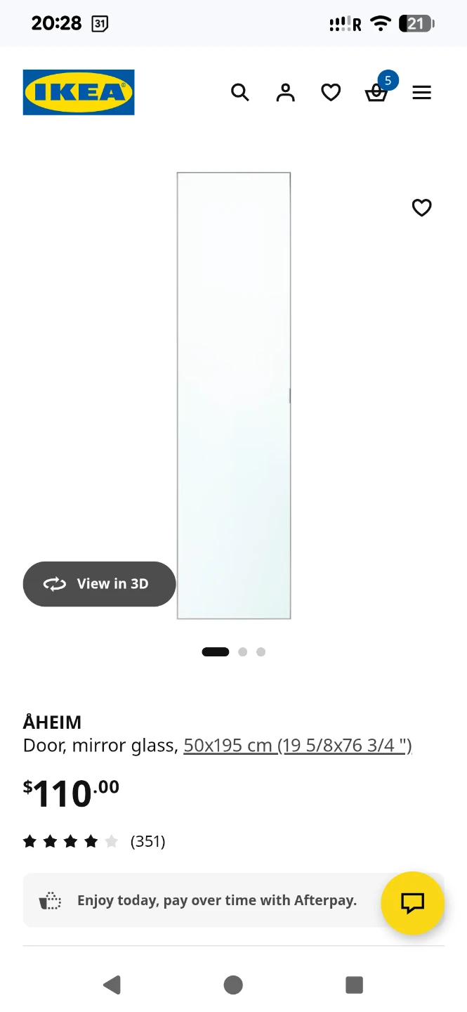 Aheim Ikea mirror door for PAX Wardrobe
