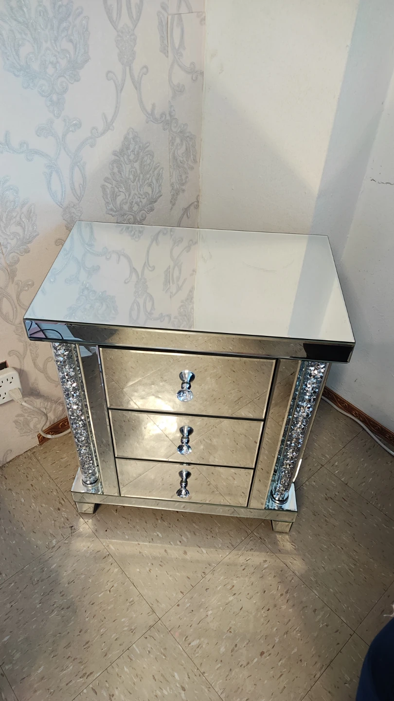 Mirrored Nightstand with Crystal Accents (cash only)