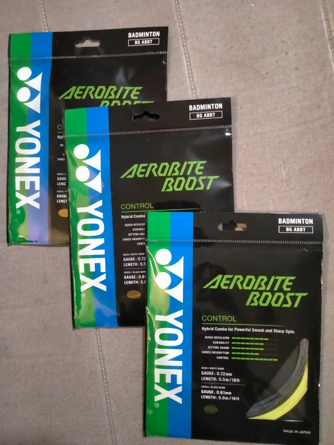 Yonex Aerobite Boost Badminton String - Grey/Yellow