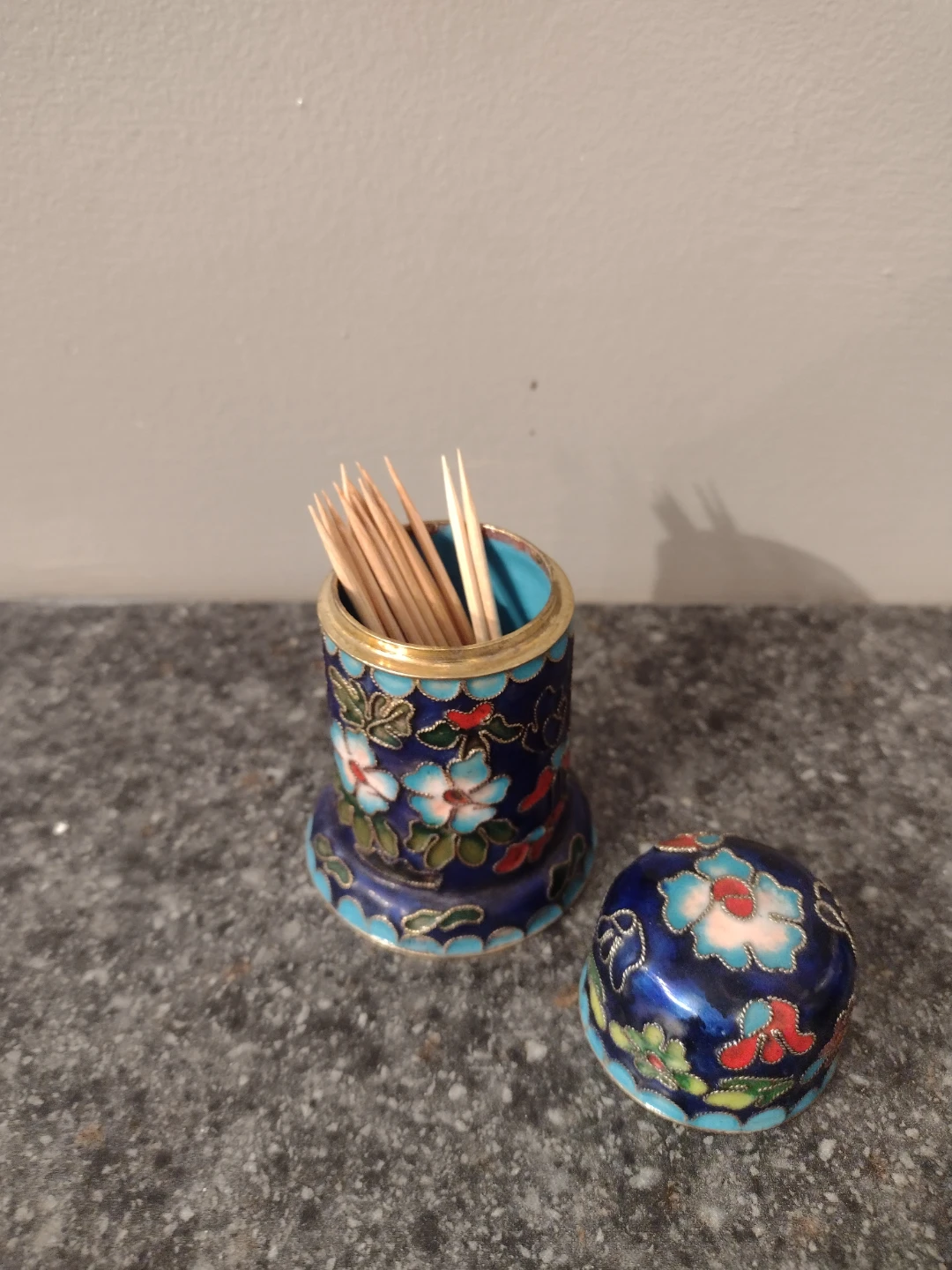 Cloisonné Toothpick Holder with Lid