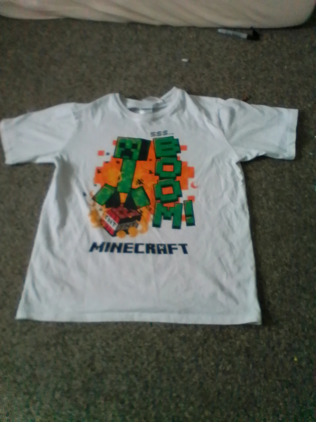 White Minecraft "Boom!" Graphic T-Shirt