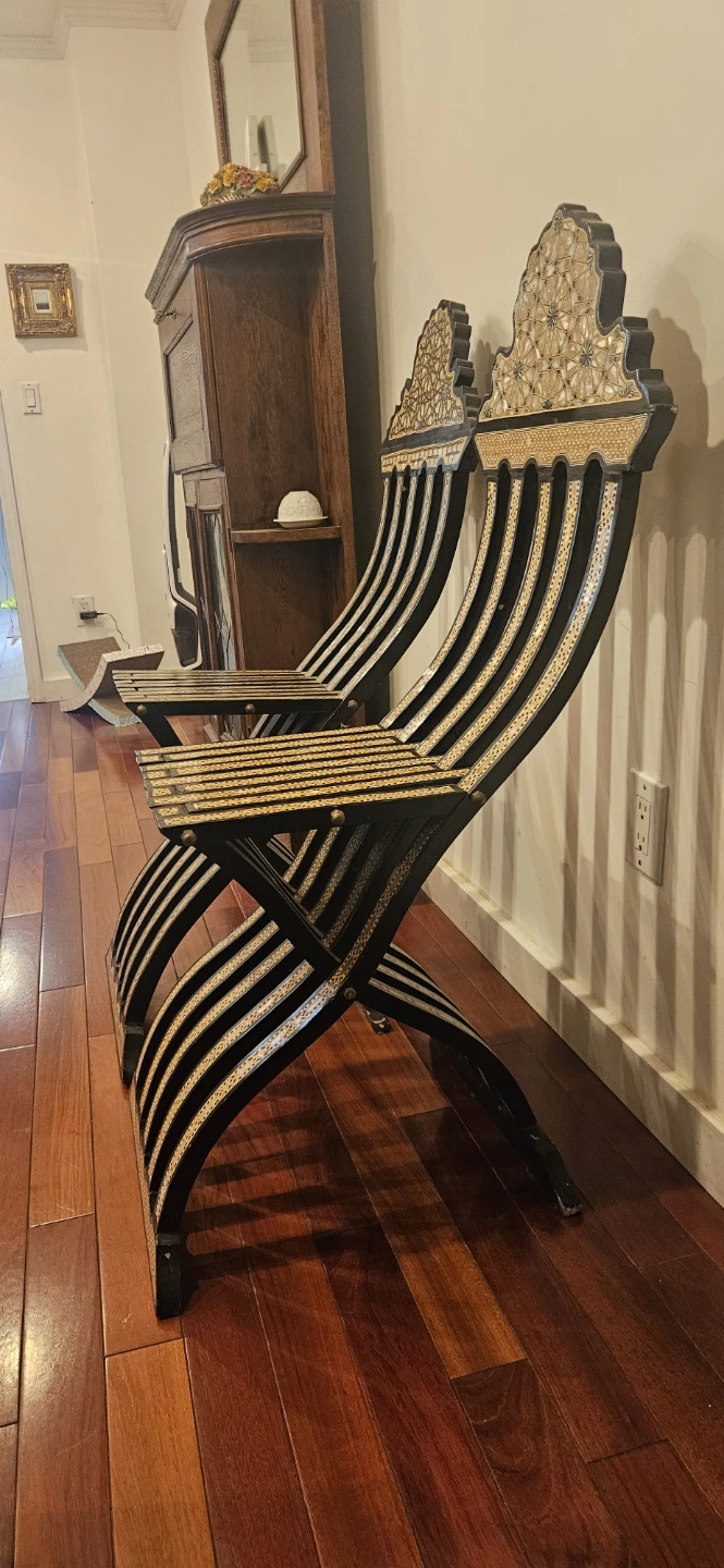 Decorative Folding Chairs - Inlaid Wood and Mother of Pearl - photo 2