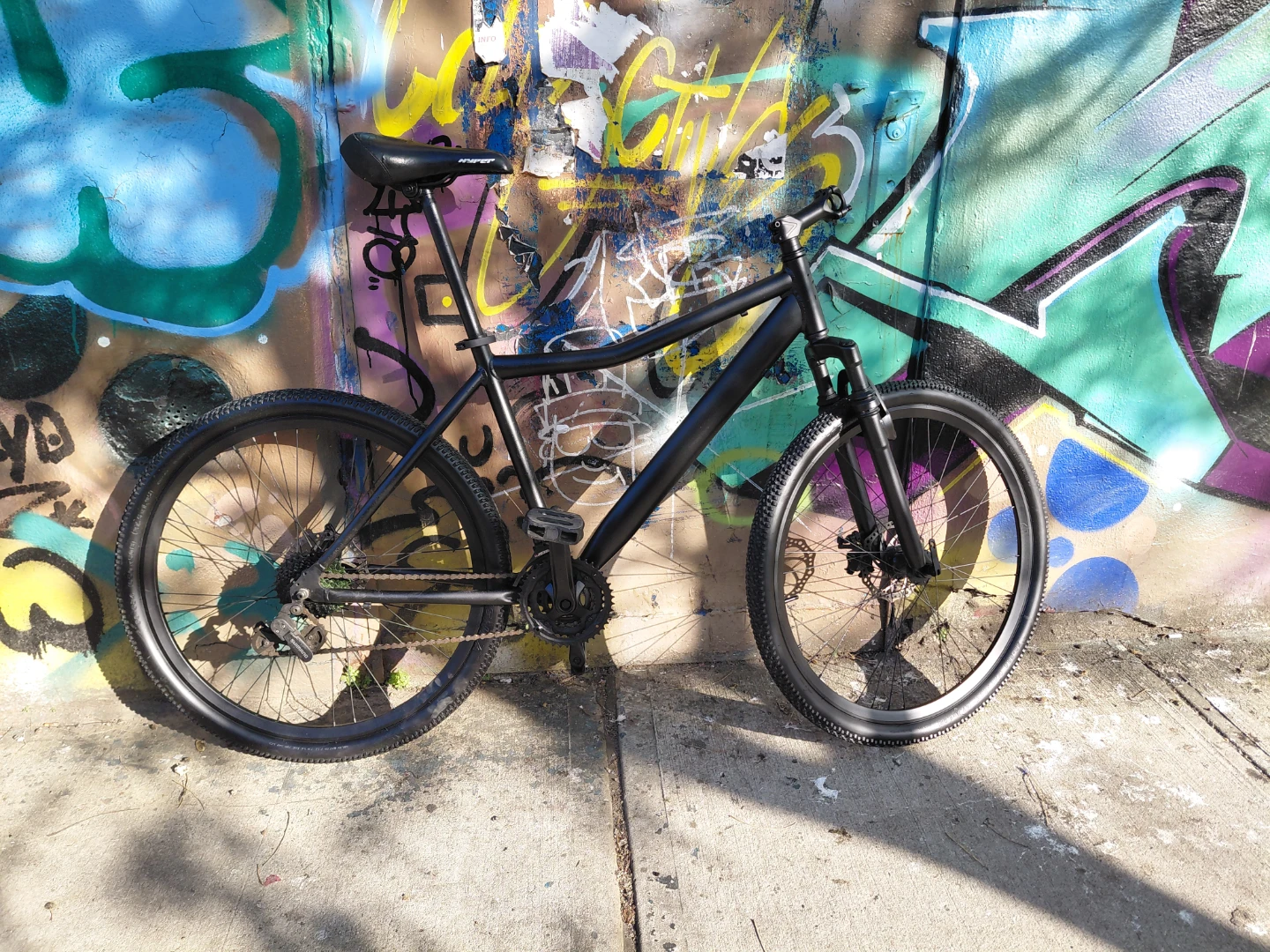 Black Mountain Bike Frame with Pedals