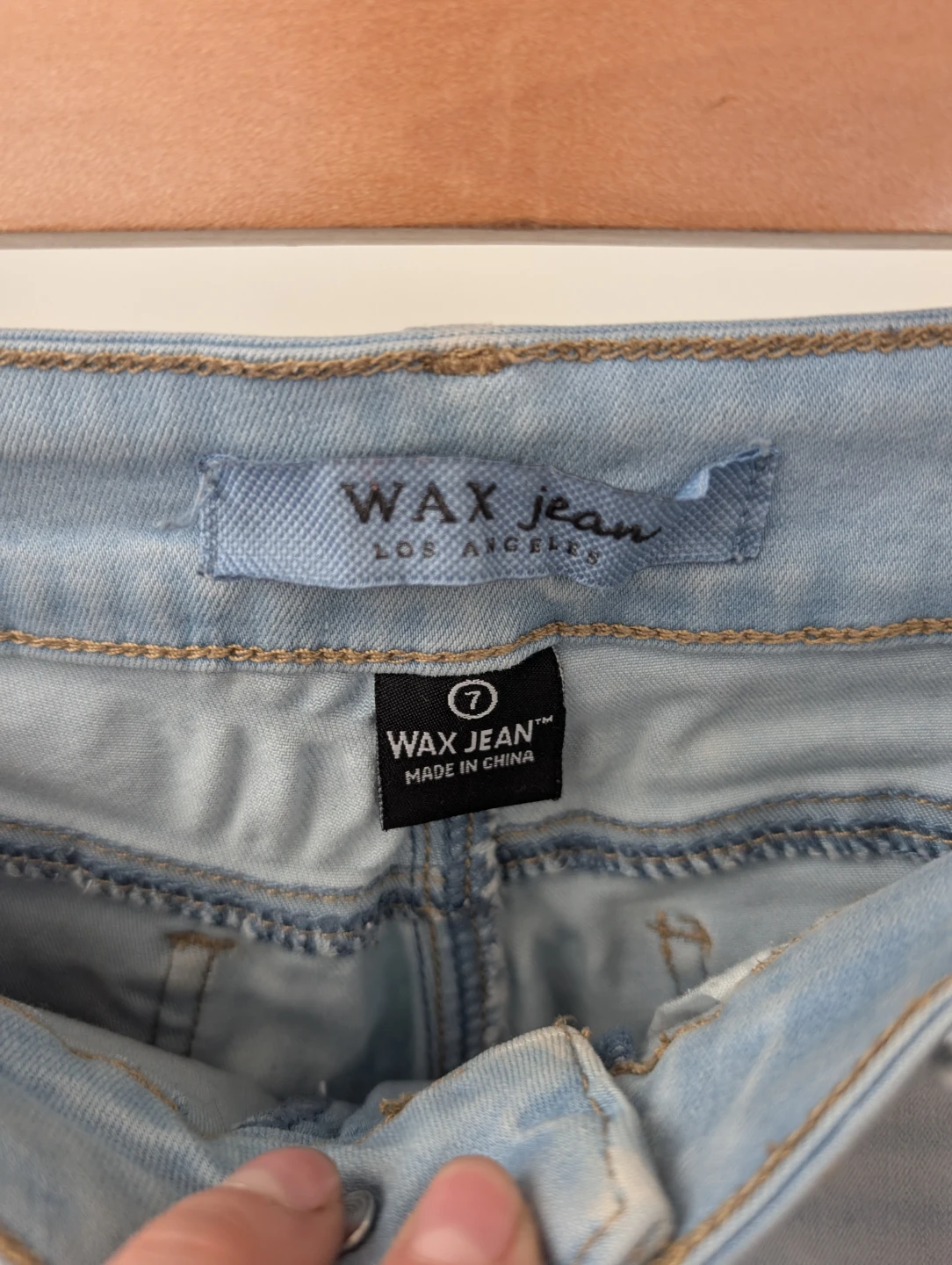 Light Wash Distressed Skinny Jeans - WAX JEAN - Size 7 - photo 2