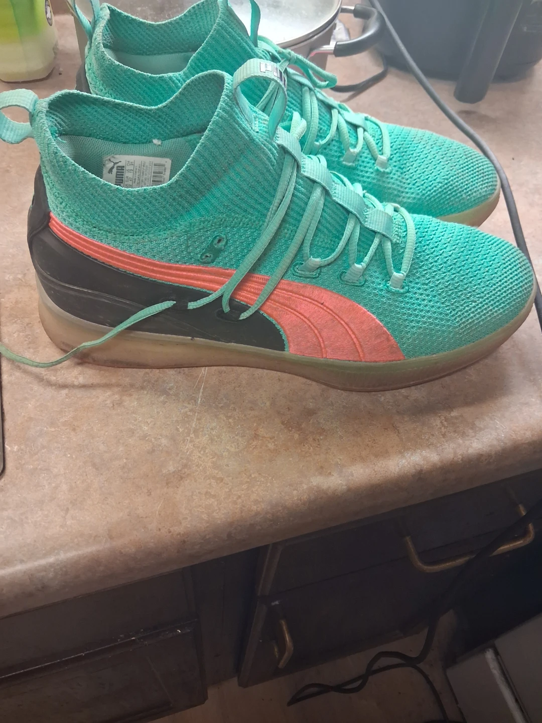 Used Puma Men's Basketball Shoes Size 13 Teal Coral - photo 2