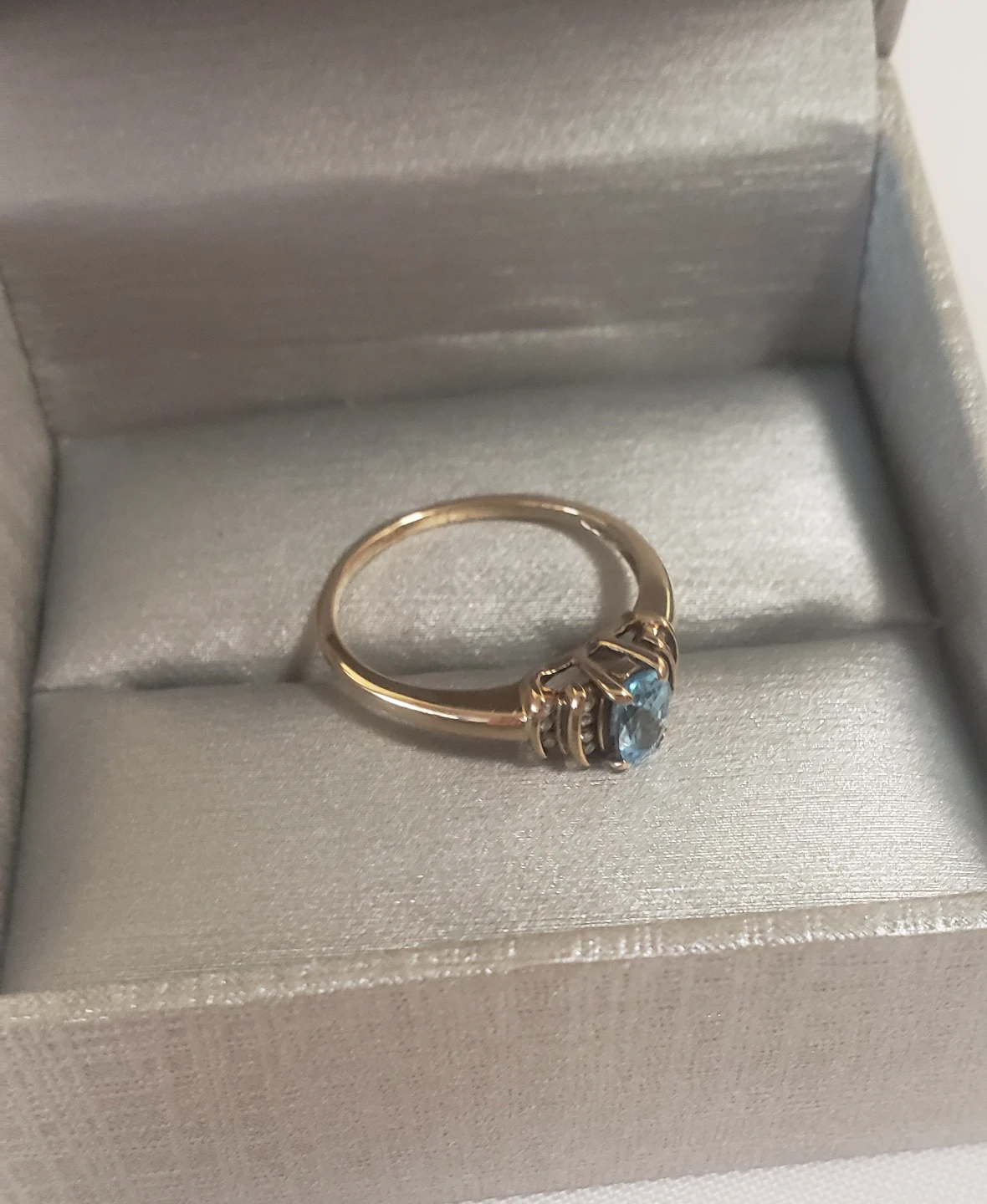 Like New 10 K Real Gold Ring With Aqamarine - photo 5
