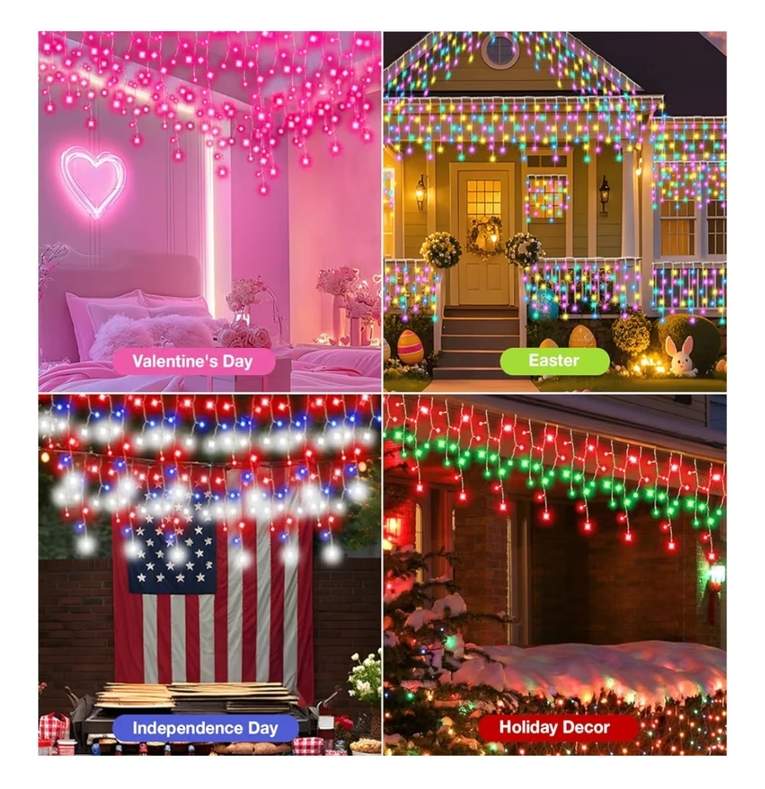 Smart Icicle Lights - 66ft 598 LEDs with Music Sync & DIY Colors - photo 2