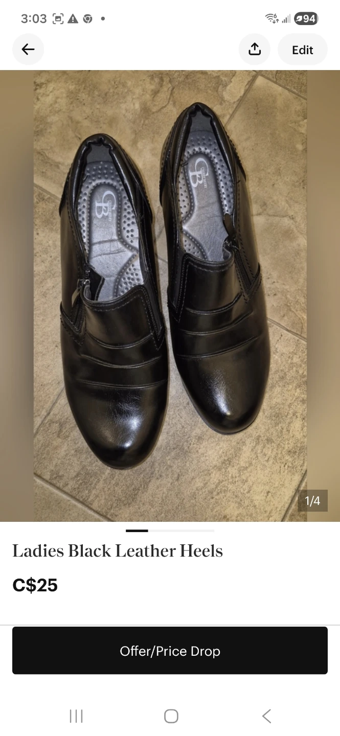 GB Ladies Black Leather Heels