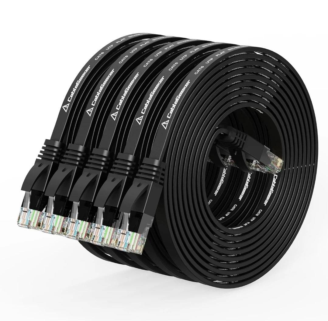 CableGeeker Cat6 UTP Flat Network Patch Cable - 10 Gbps