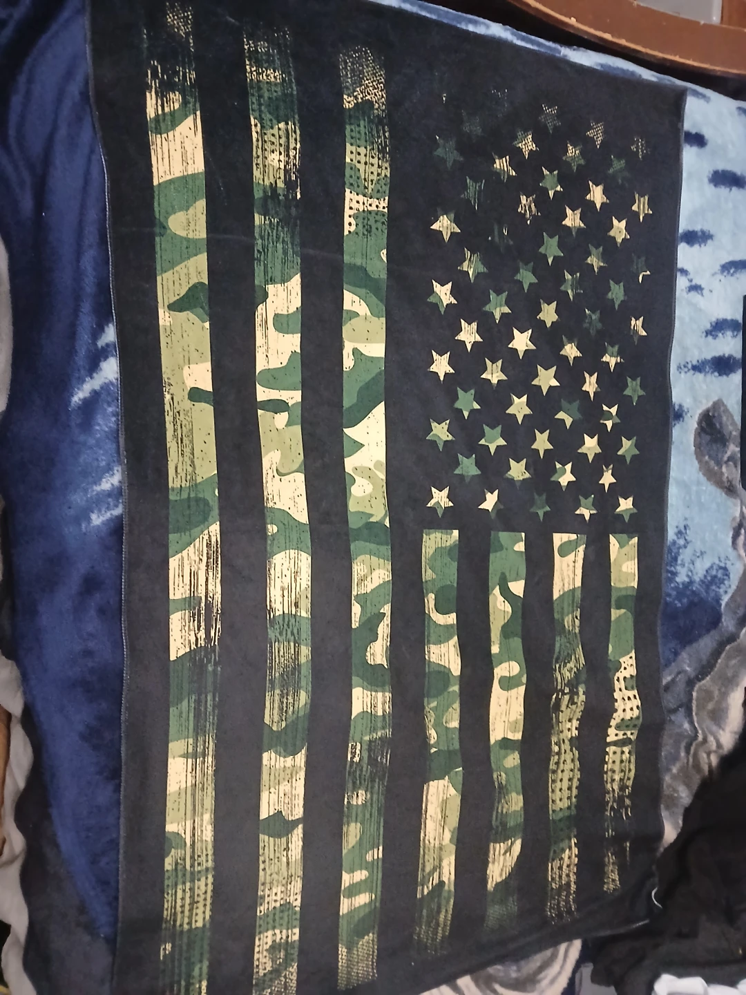 Camouflage American Flag Fleece Blanket