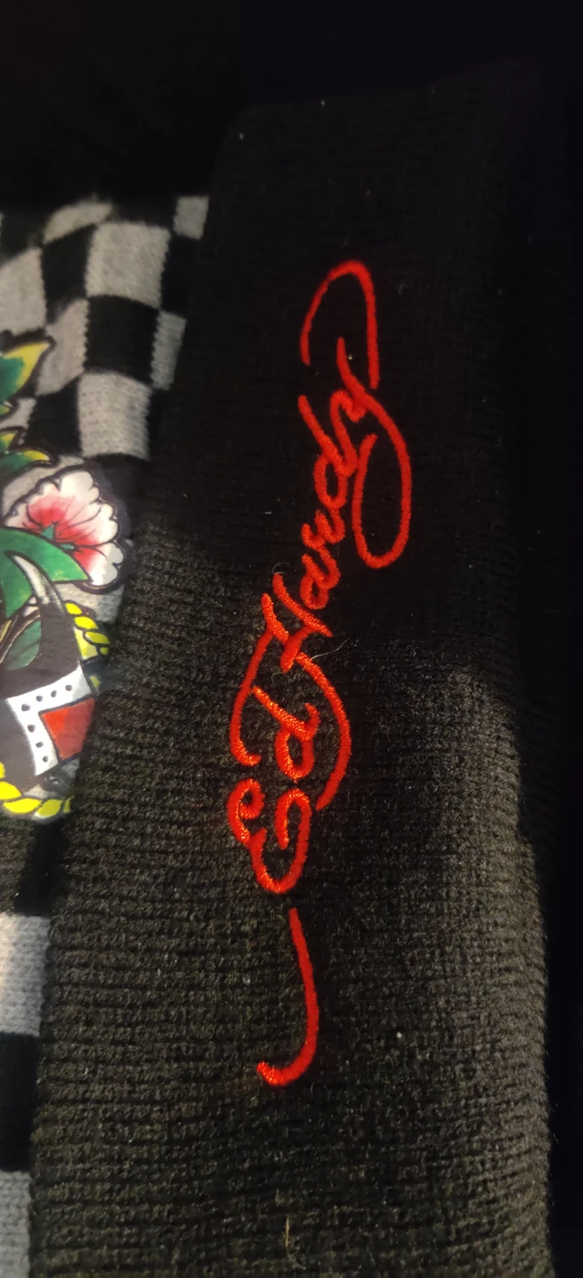 Ed Hardy Black & Grey Checkerboard Beanie - photo 2