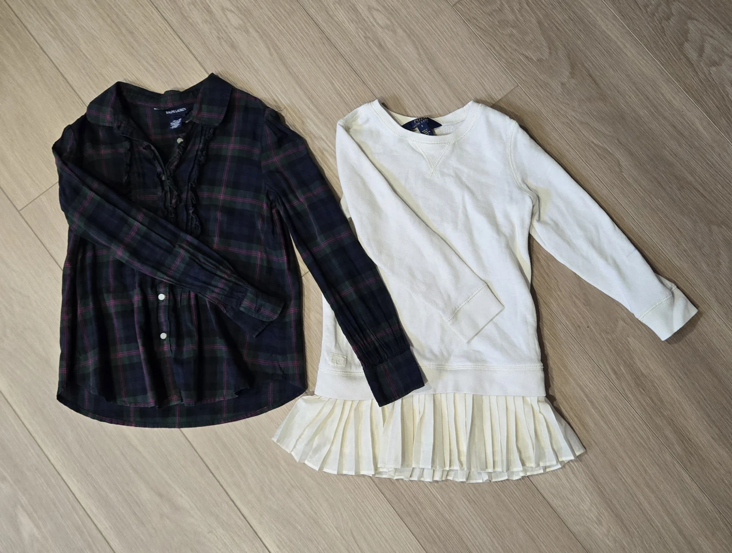 Ralph Lauren Plaid Ruffle Button-Up Shirt Kids Size 7