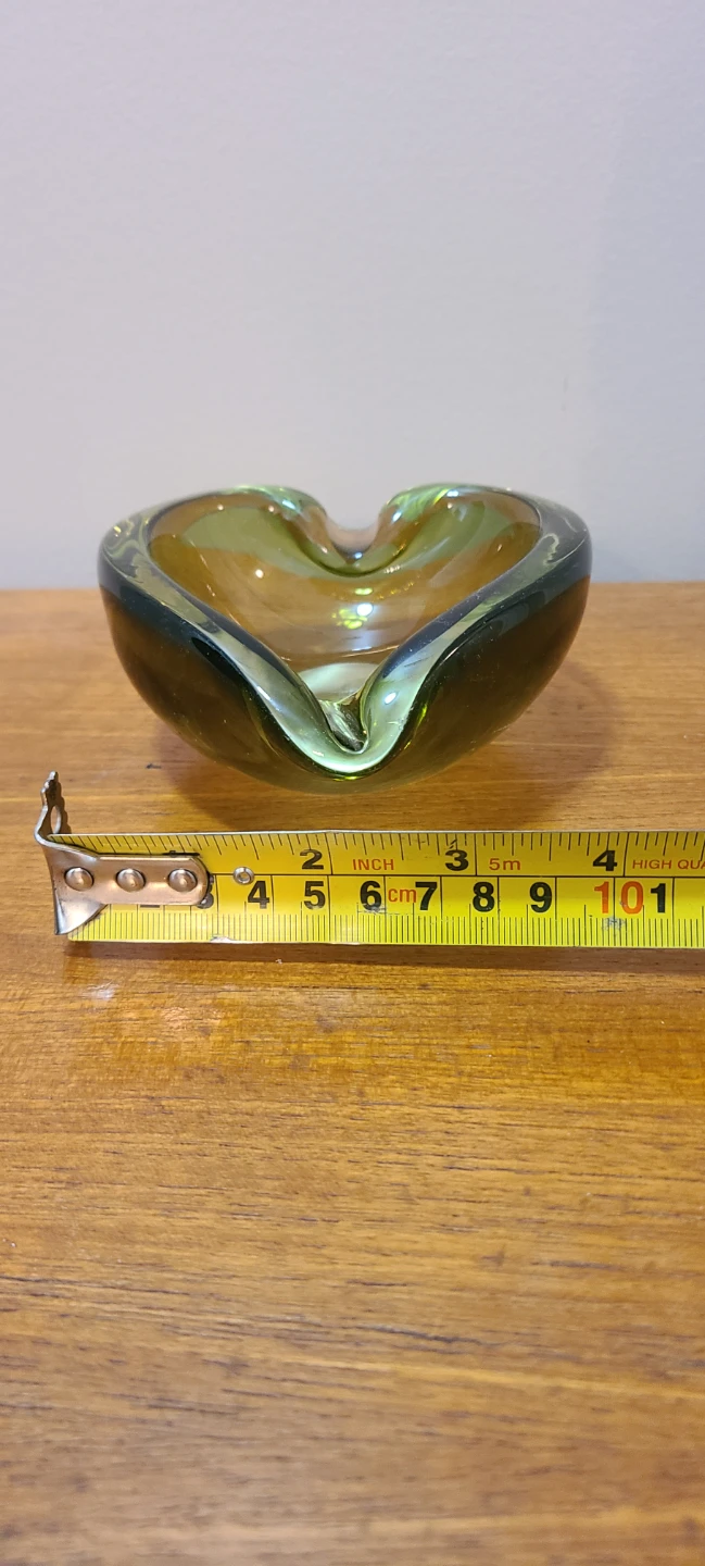 Vintage Vibrant Green Glass Ashtray Dish