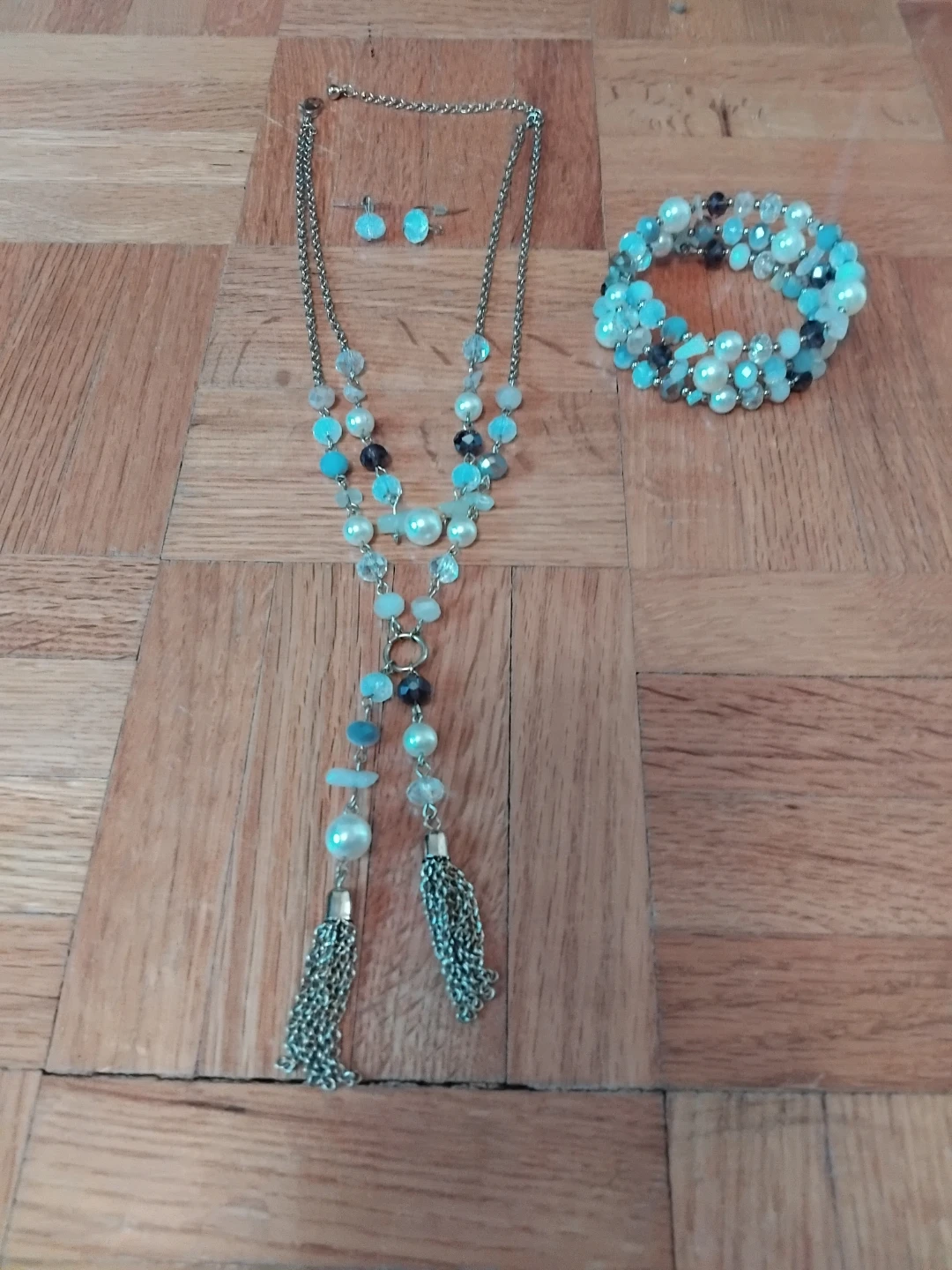 Beaded Necklace, Bracelet, and Earring Set