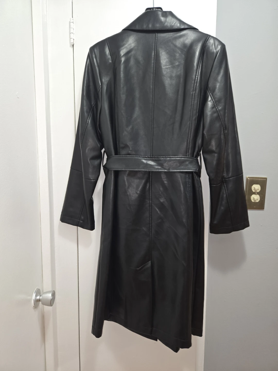 Badgley Mischka Vegan Leather Trench Coat Black L/G - photo 3