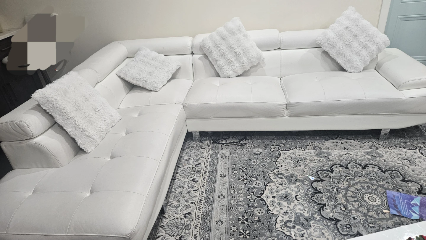 White Sectional Sofa with Pillows