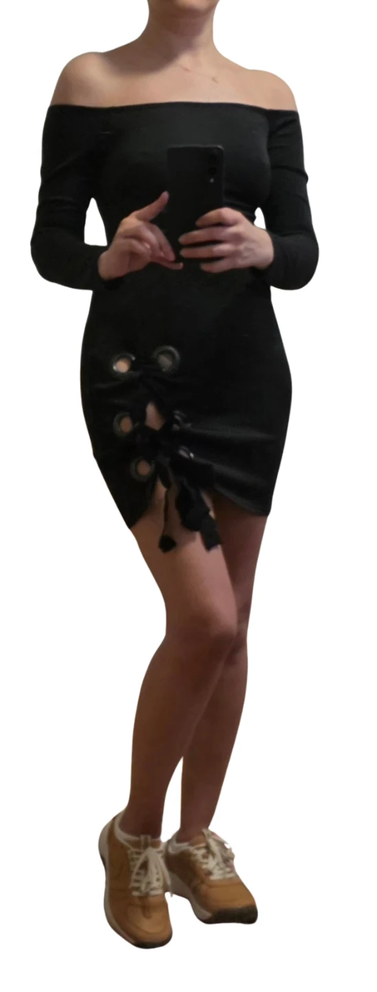 Black Off-the-Shoulder Cutout Dress