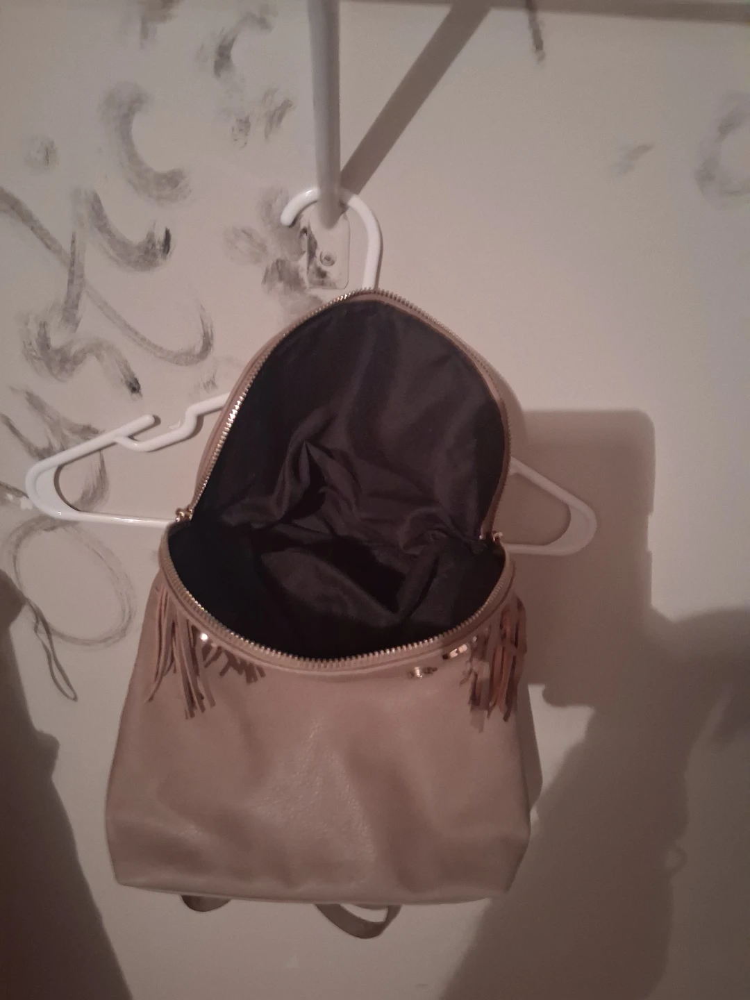 Tan Faux Leather Backpack with Tassel Accent - photo 3