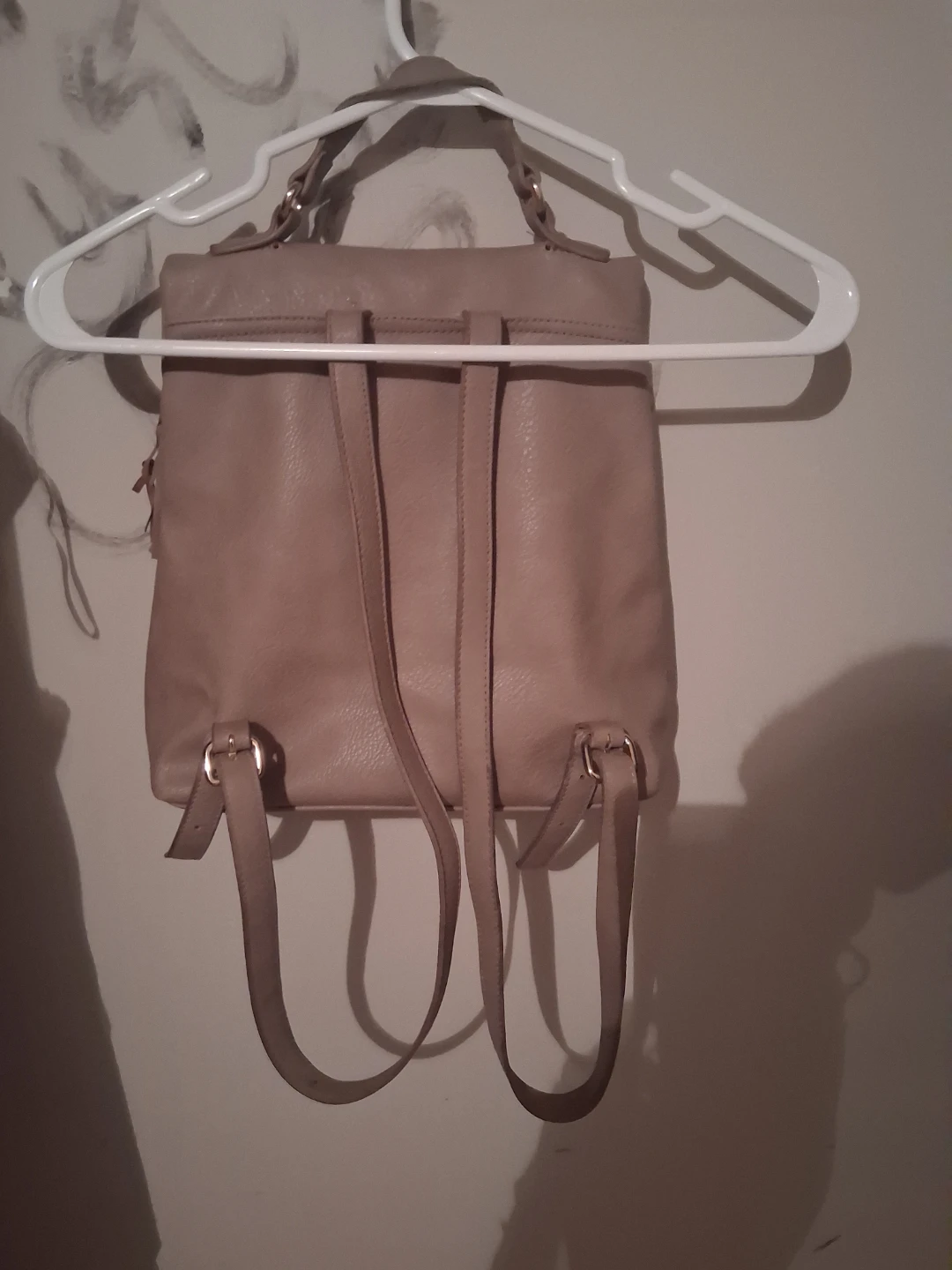 Tan Faux Leather Backpack with Tassel Accent - photo 4