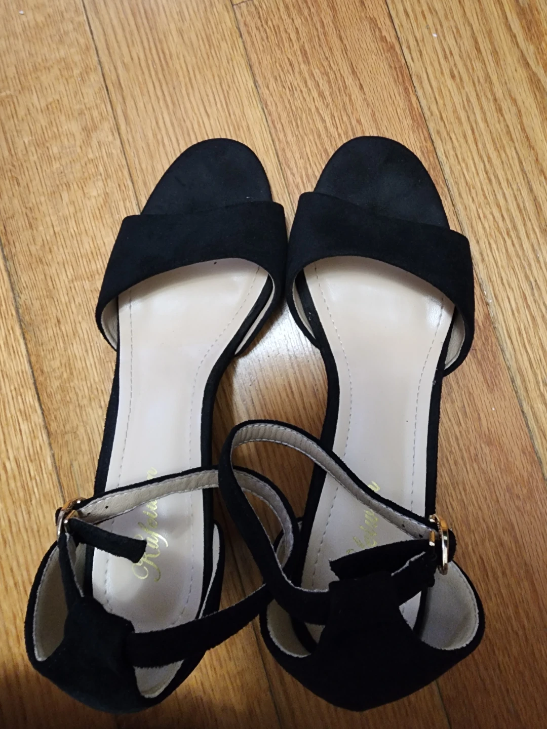 Black Suede Block Heels - Size US 7.5 - Ankle Strap - photo 2