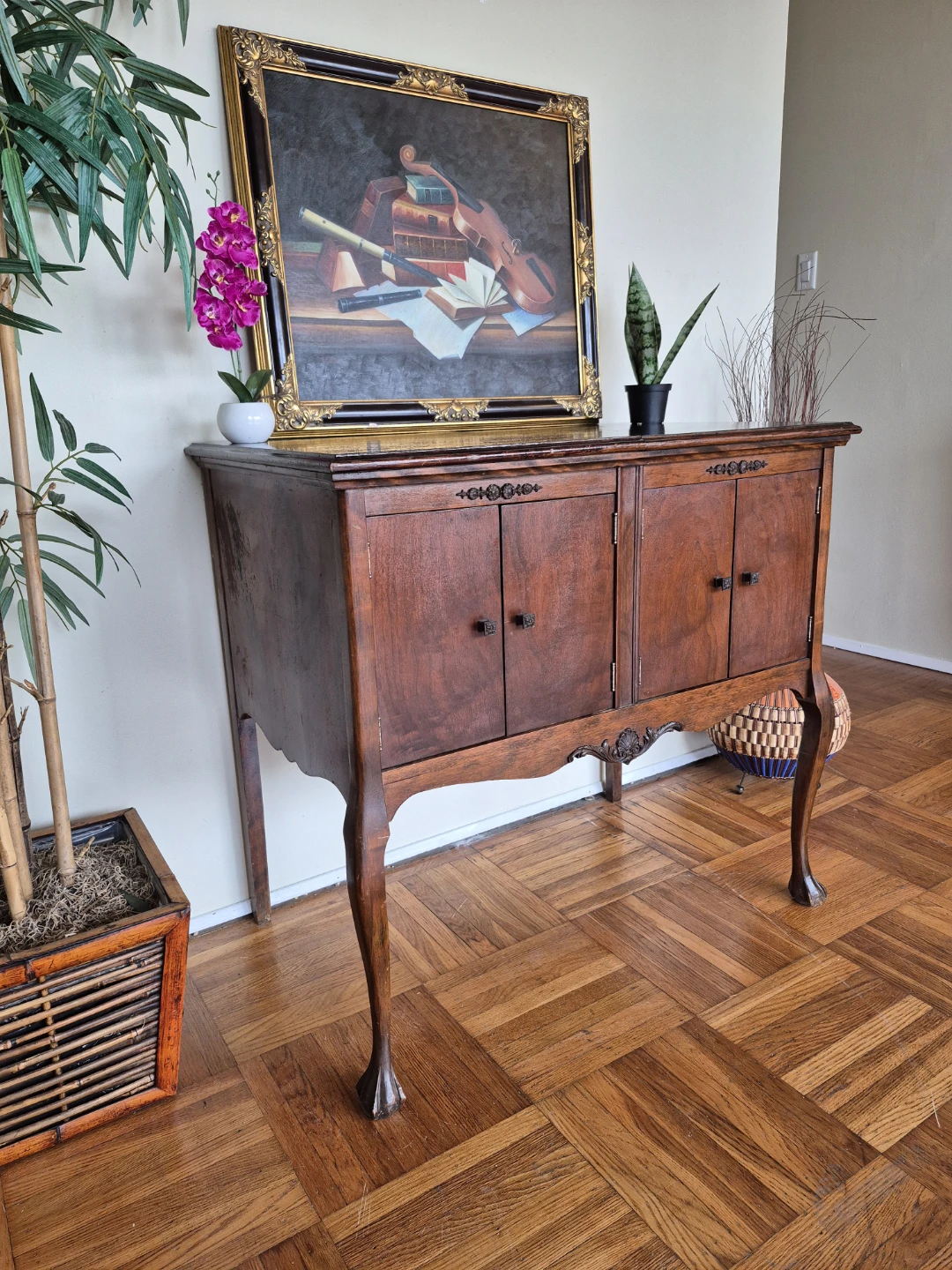 Antique Mahogany Phonola Record Player/Media Stand - photo 4