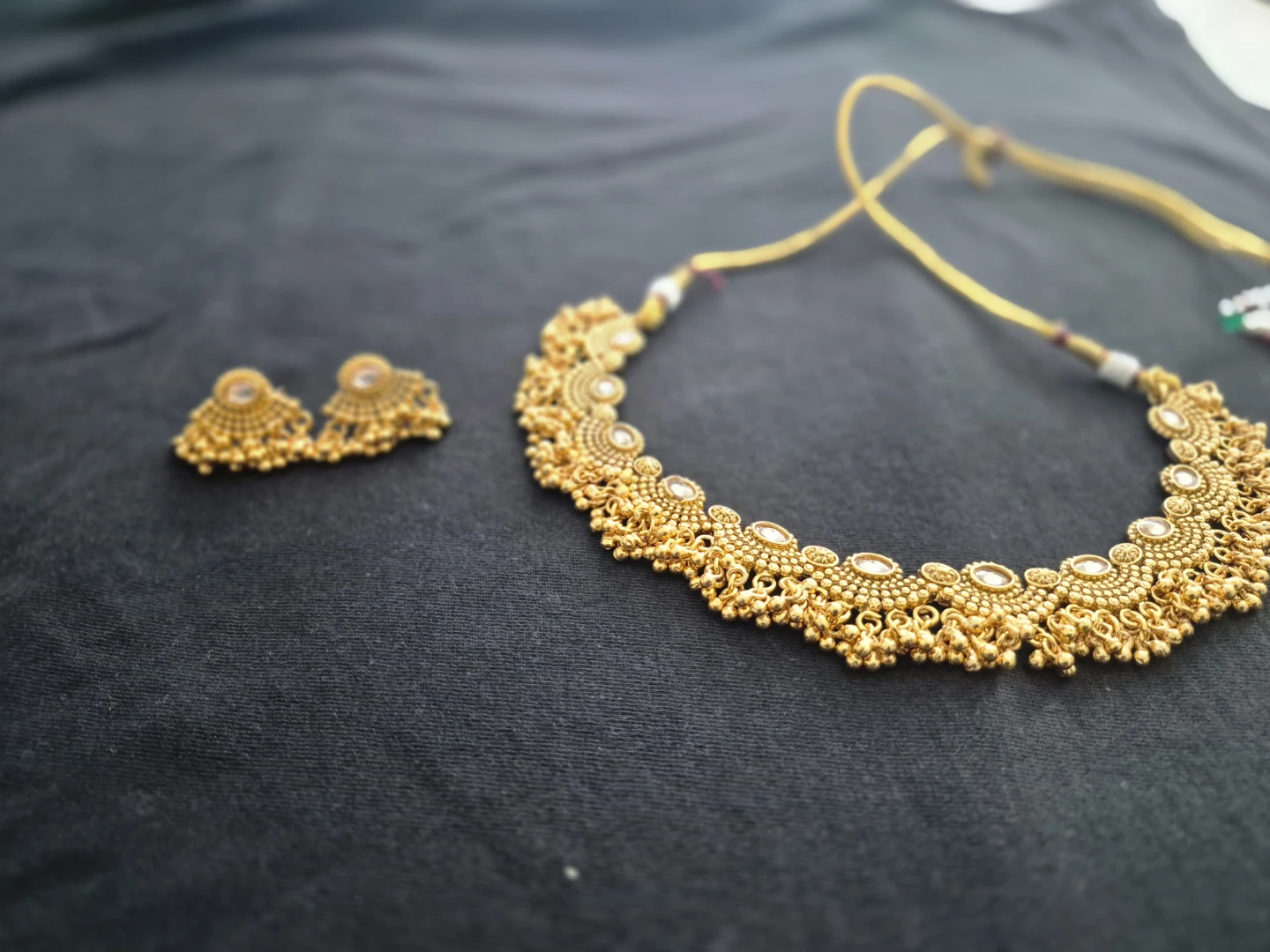 Gold Tone Choker Necklace and Earring Set - photo 2