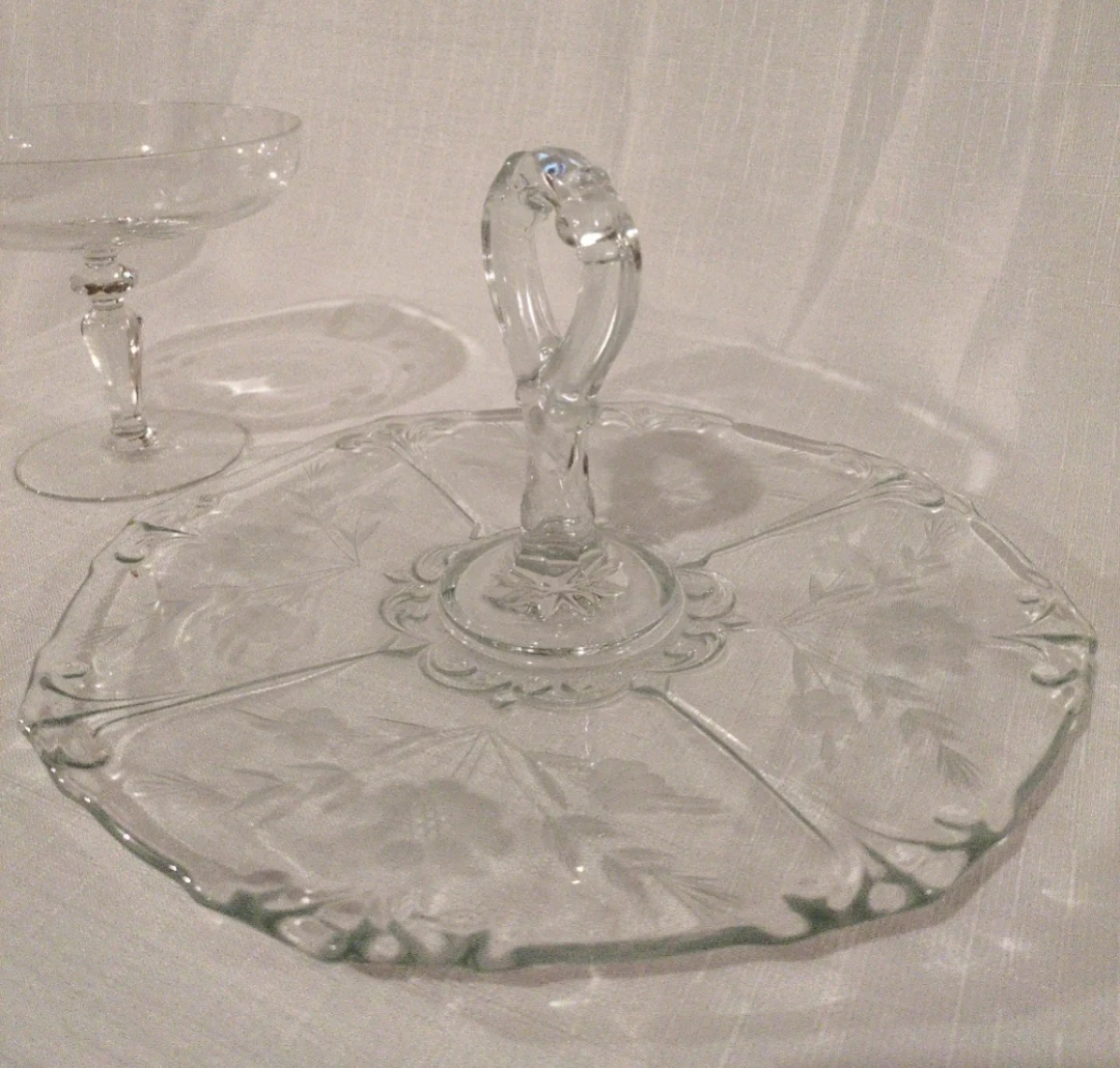 Glass Serving Tray and Compote Dish Set