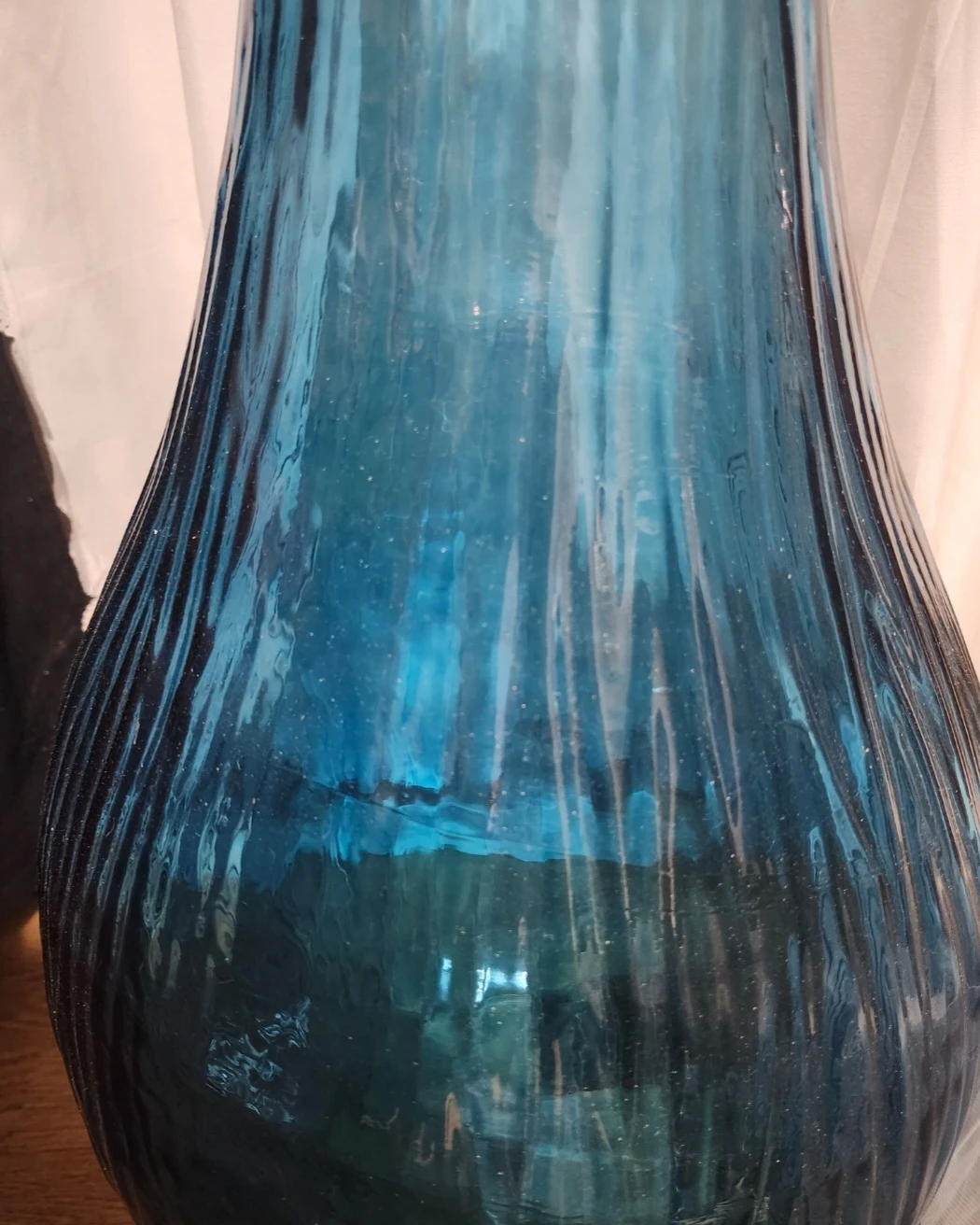 Large Teal Blue Glass Floor Vase - photo 2
