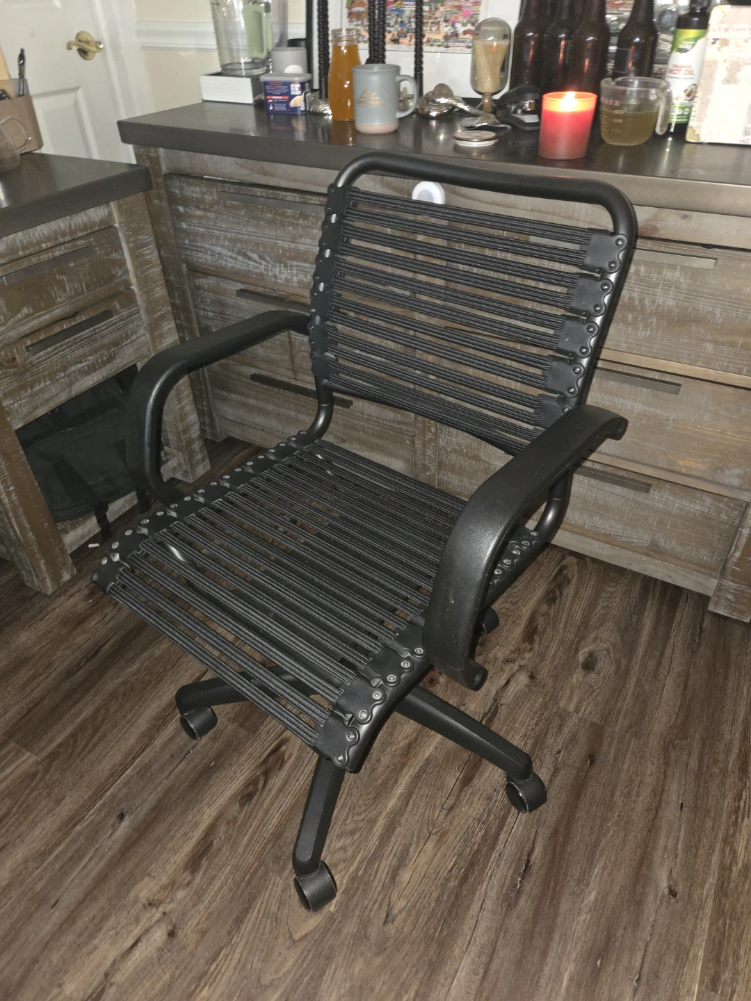 Black Office Chair with Elastic Straps